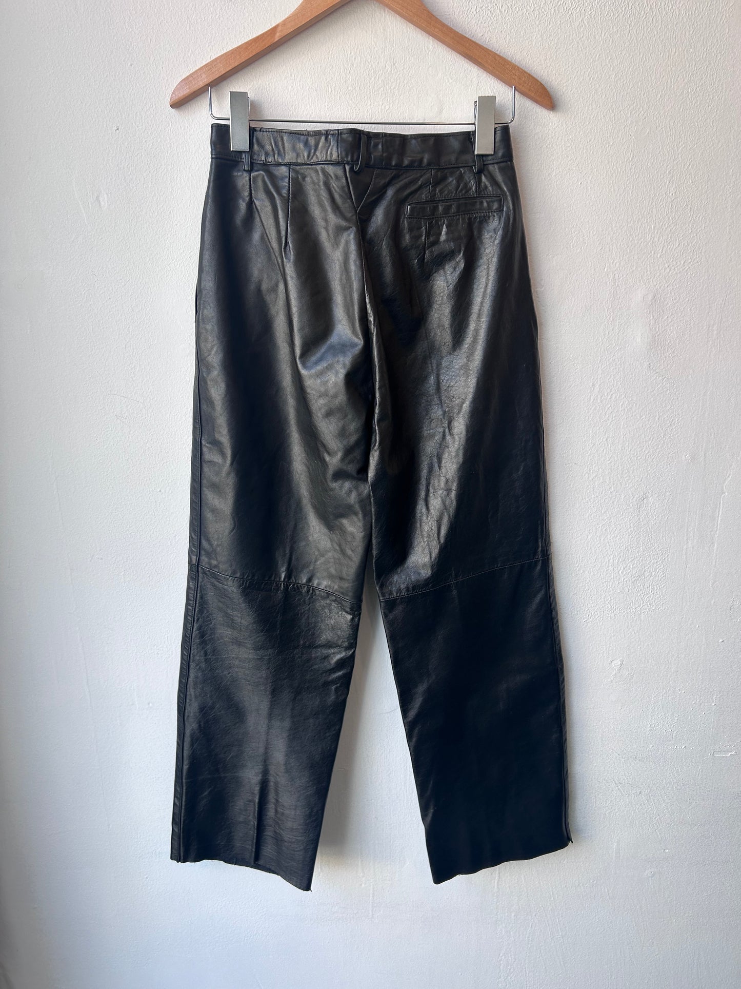 90's Oleg Cassini Leather Pants 28"
