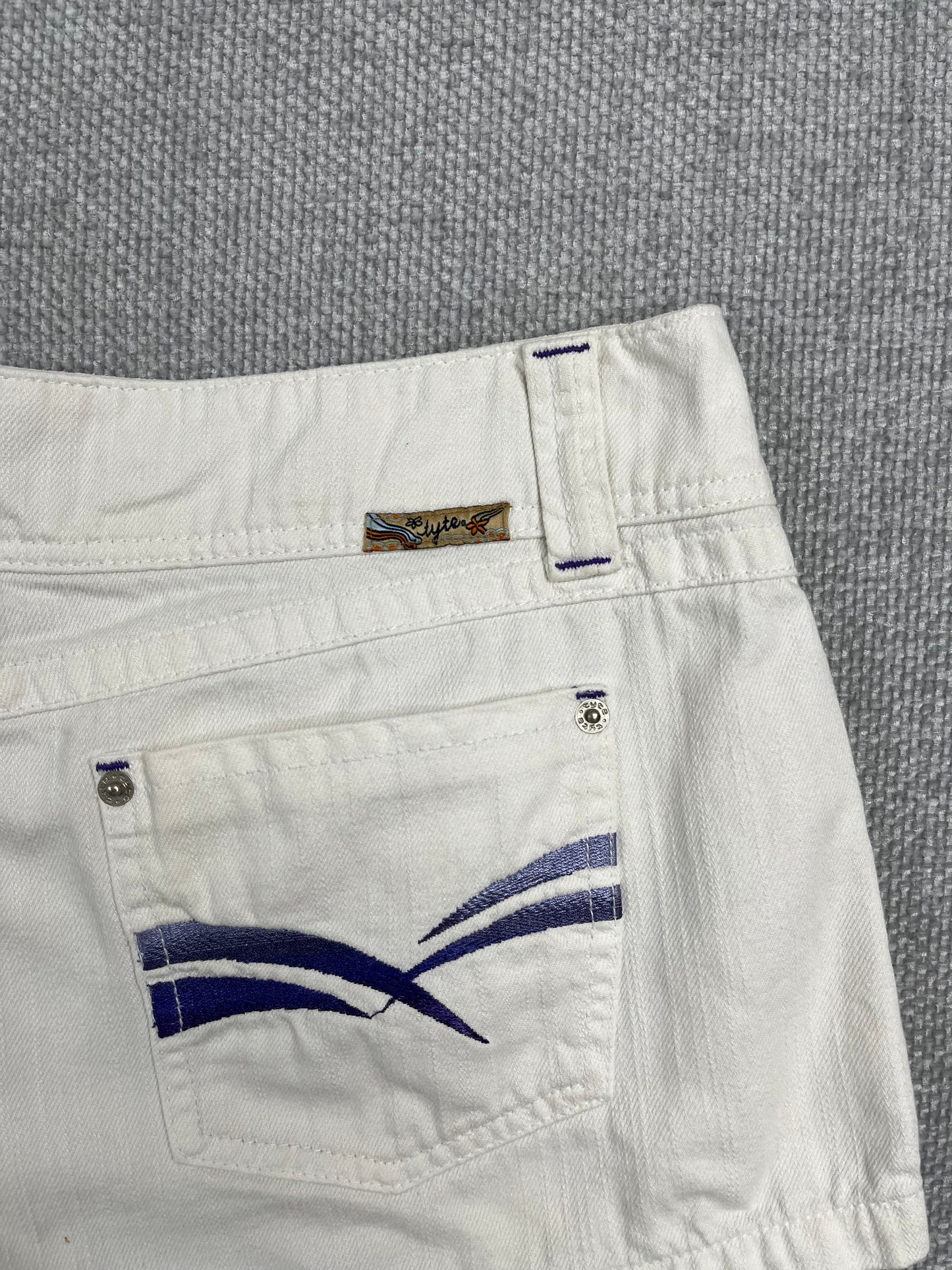 Y2K White Denim Mini Shorts 32"