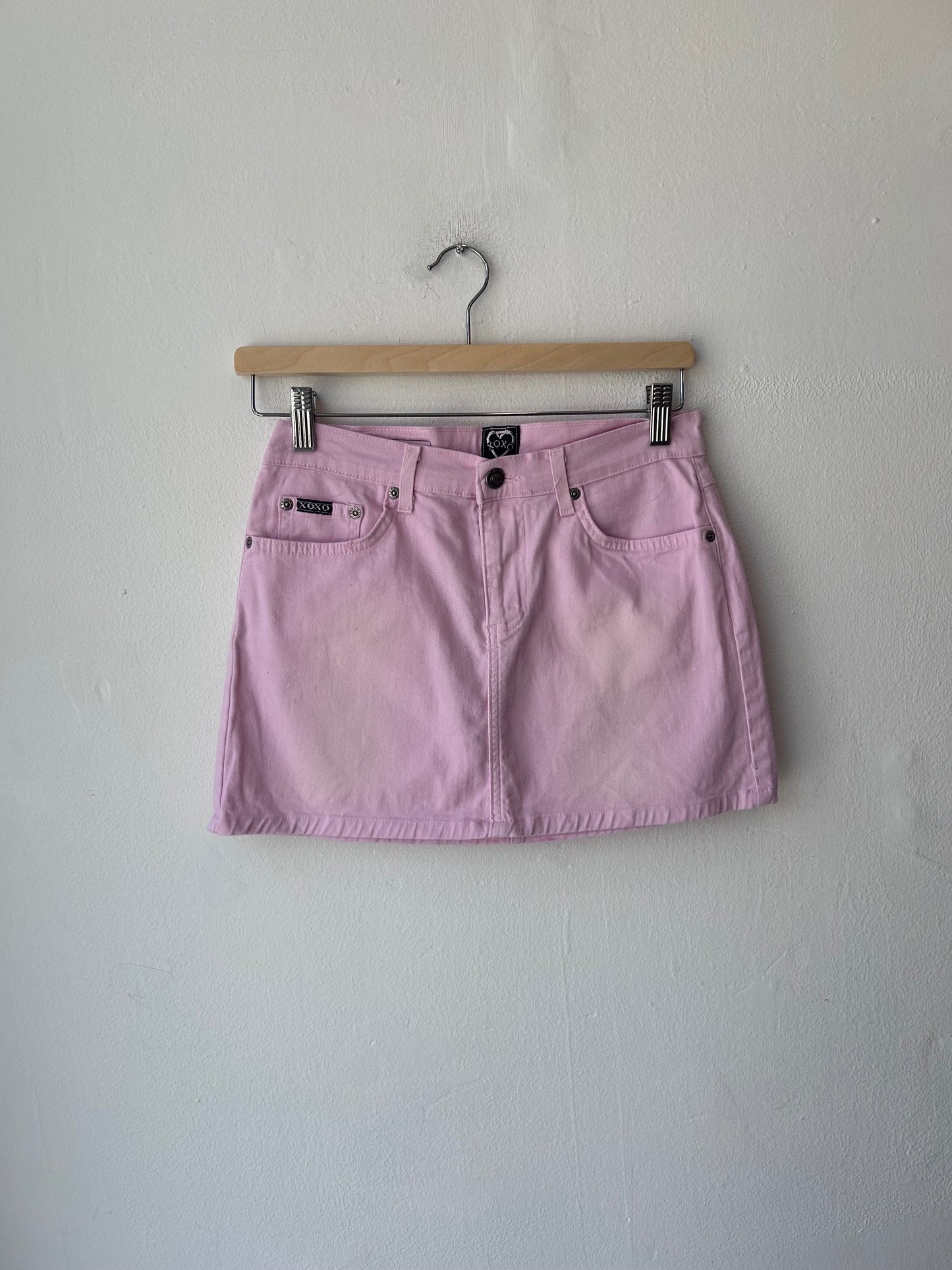 Y2K Pink Faded Mini Skirt 27”