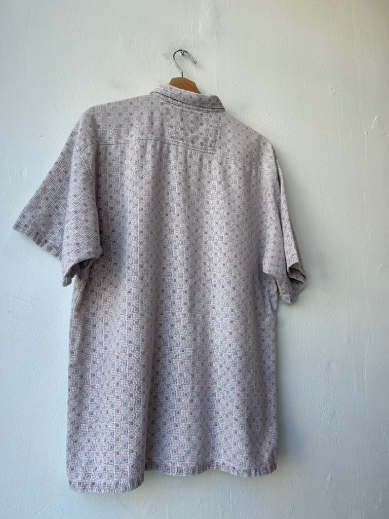 90's Square Patterned Button Up Shirt