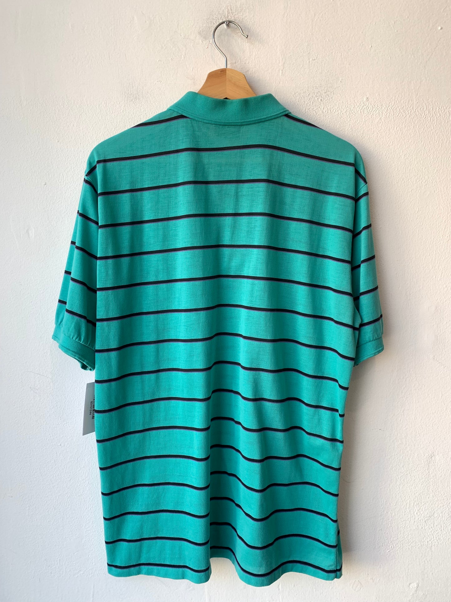 90's Teal Striped Polo Shirt