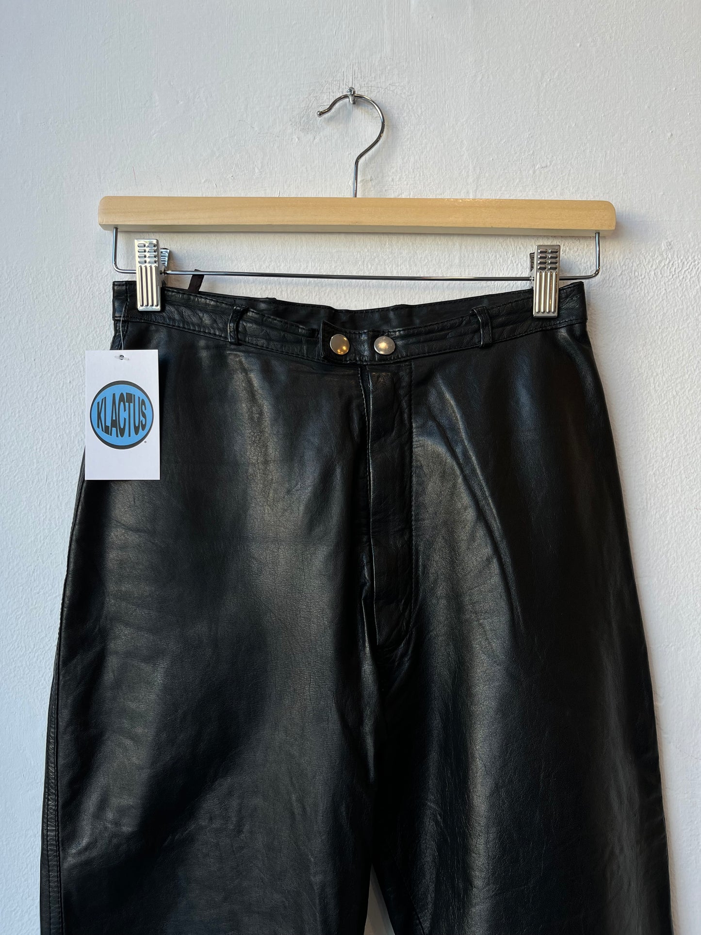 90's Black Leather Pants 25"