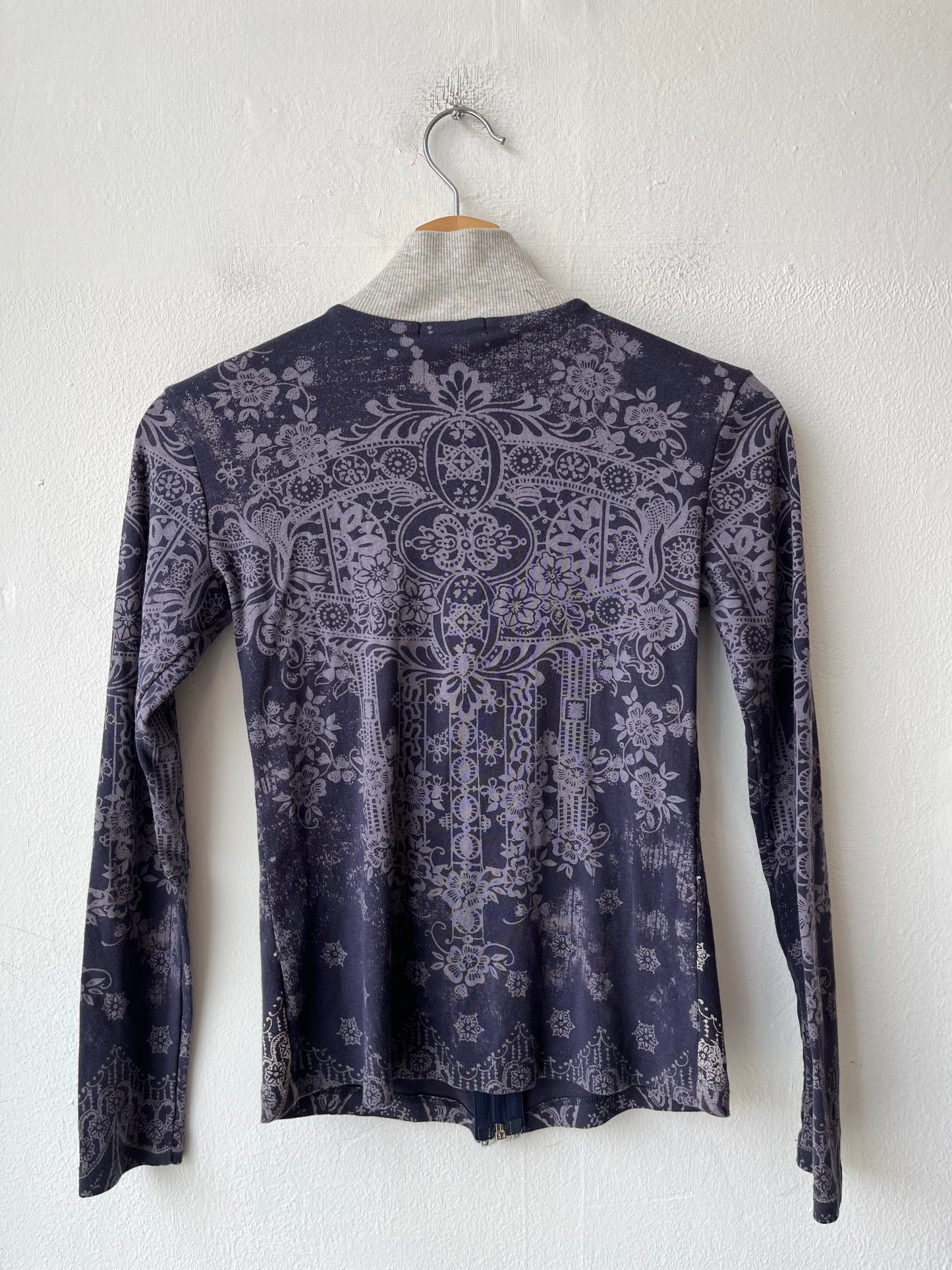 Y2K Rhinestone Zip Up Top