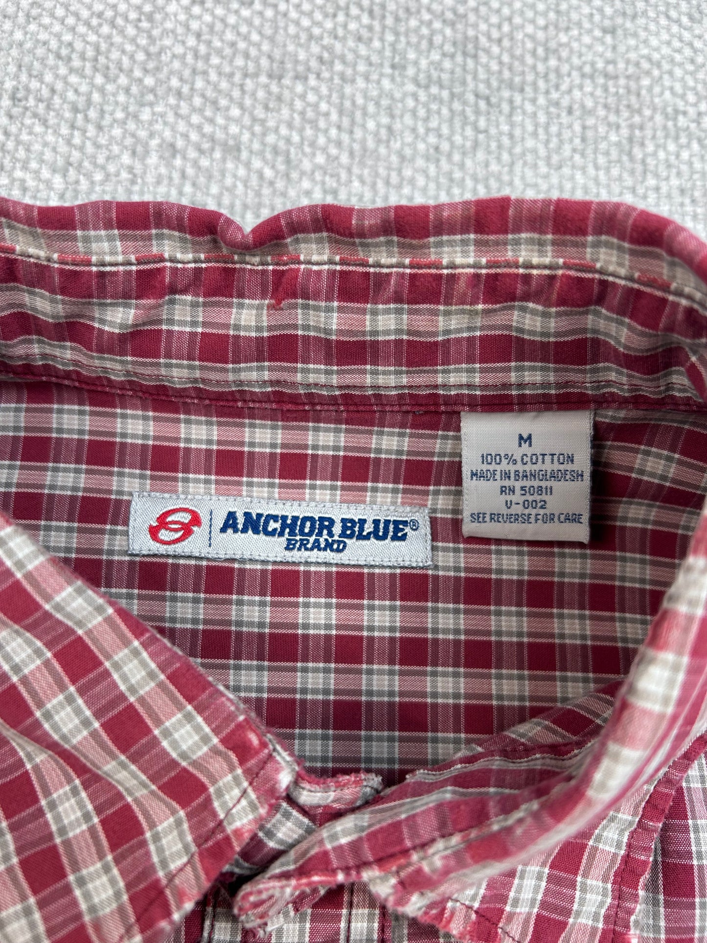 Y2K Plaid Anchor Blue Button Up