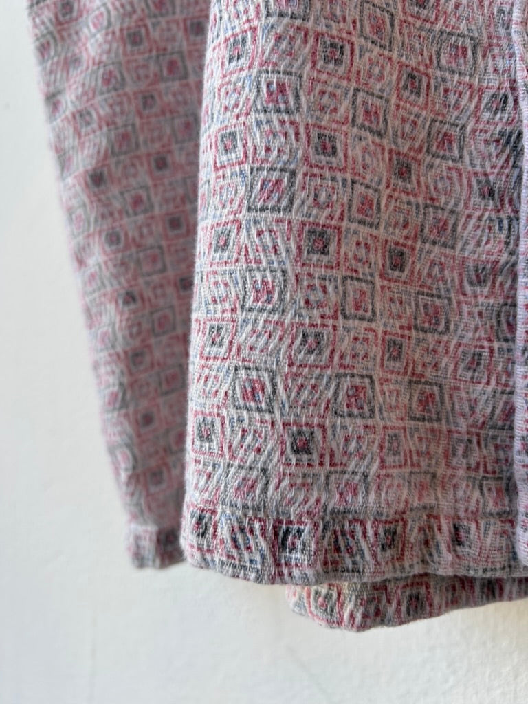 90's Square Patterned Button Up Shirt