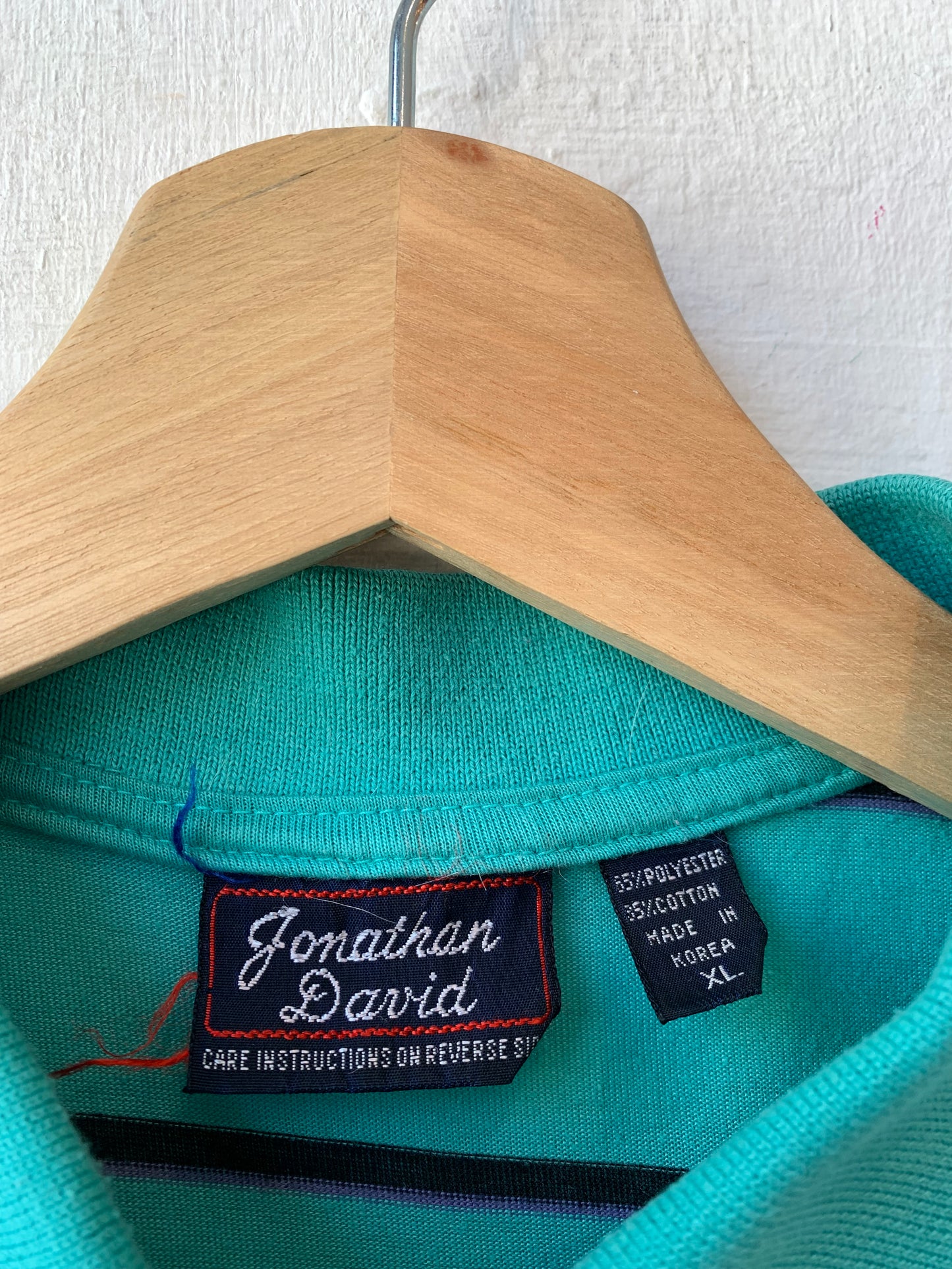 90's Teal Striped Polo Shirt
