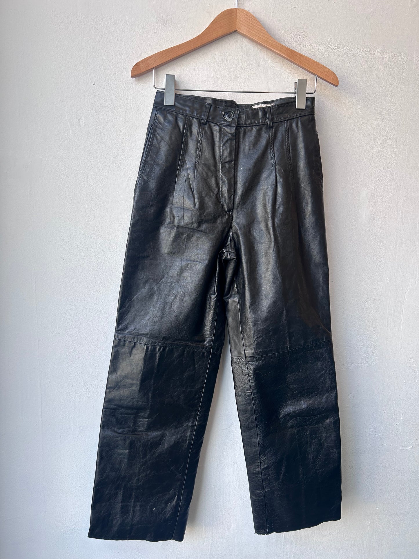 90's Oleg Cassini Leather Pants 28"