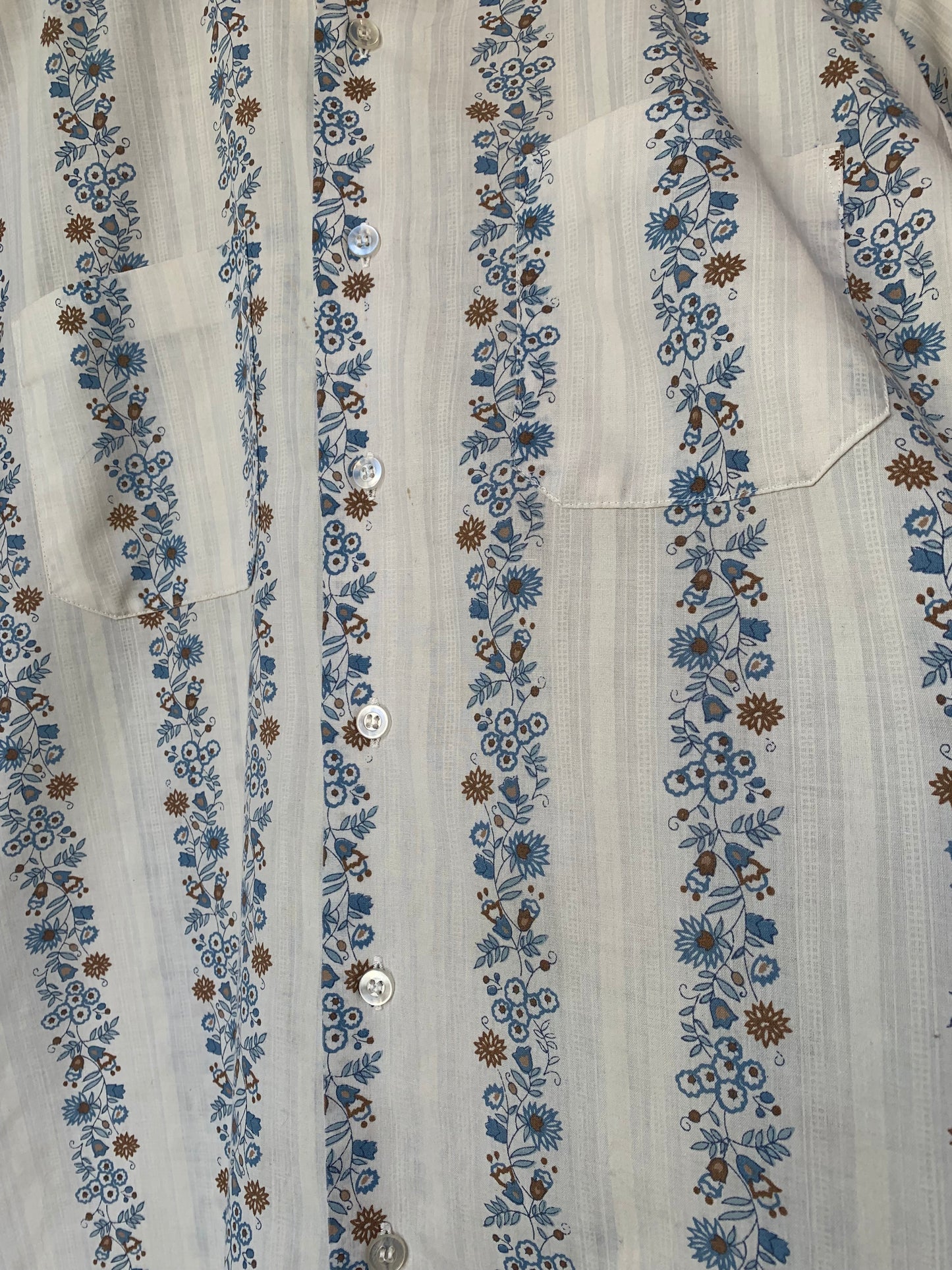 70's Flower Stripe Button Down