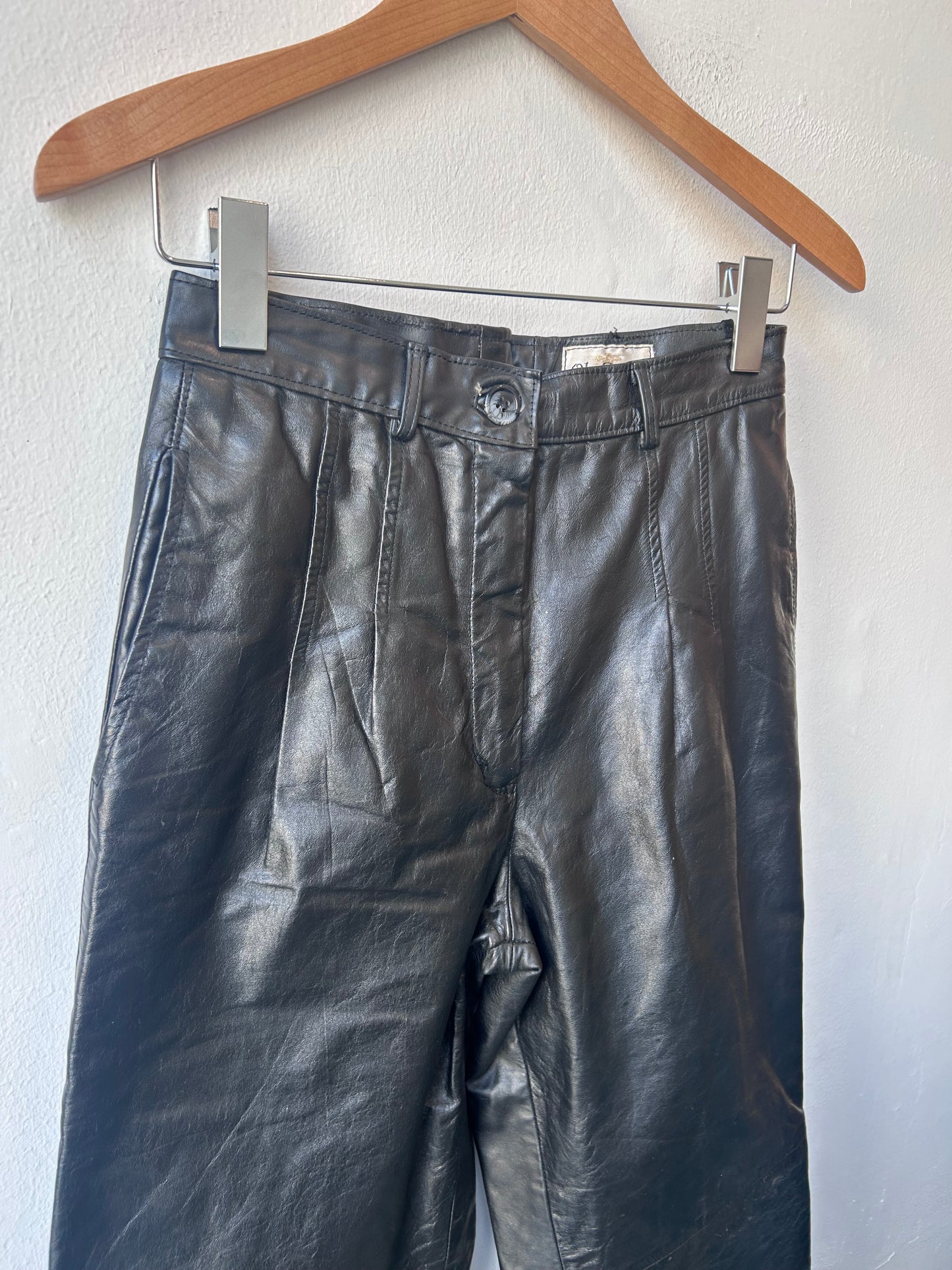 90's Oleg Cassini Leather Pants 28"