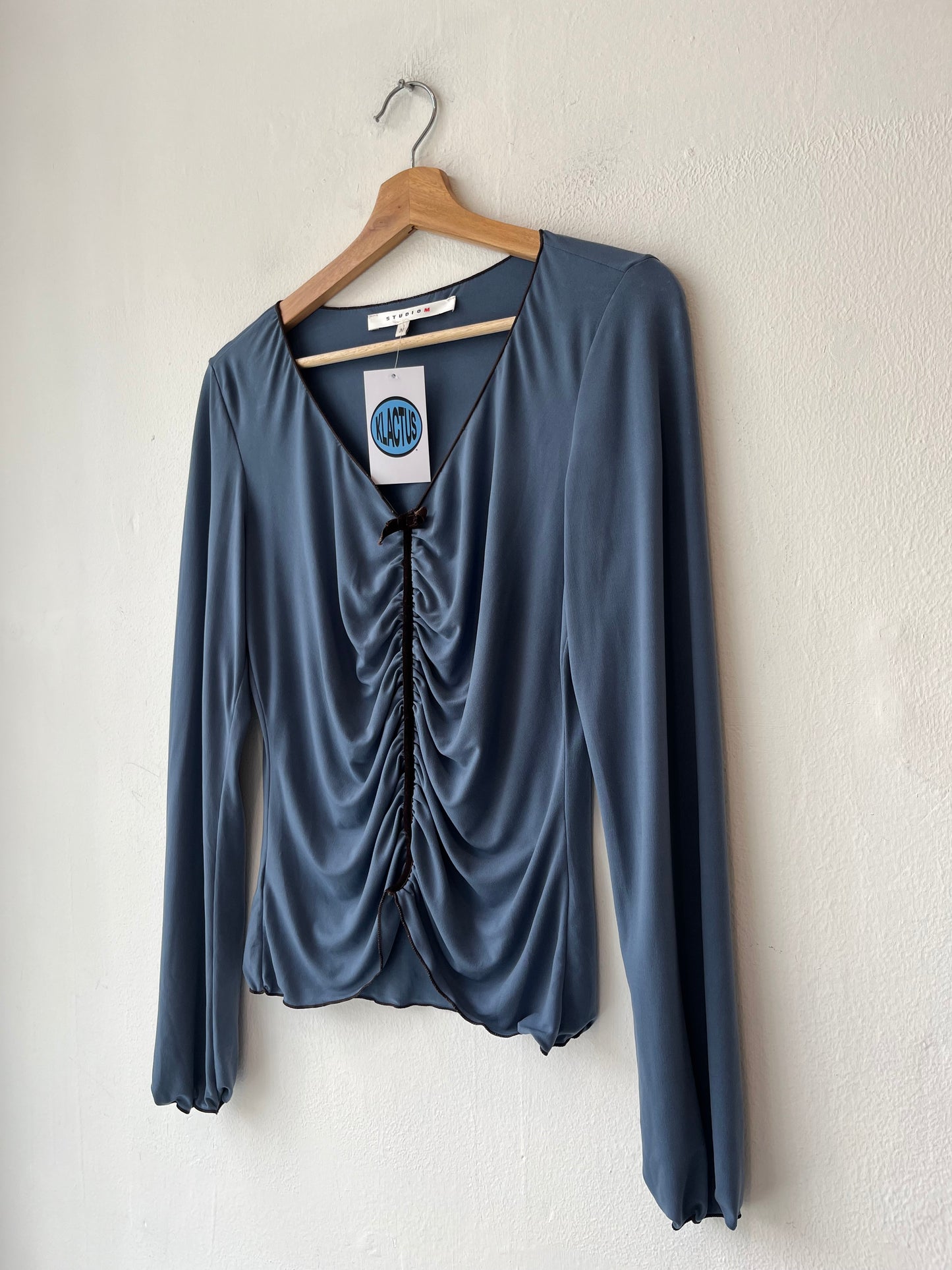 Y2K Blue Ruffle Long Sleeve
