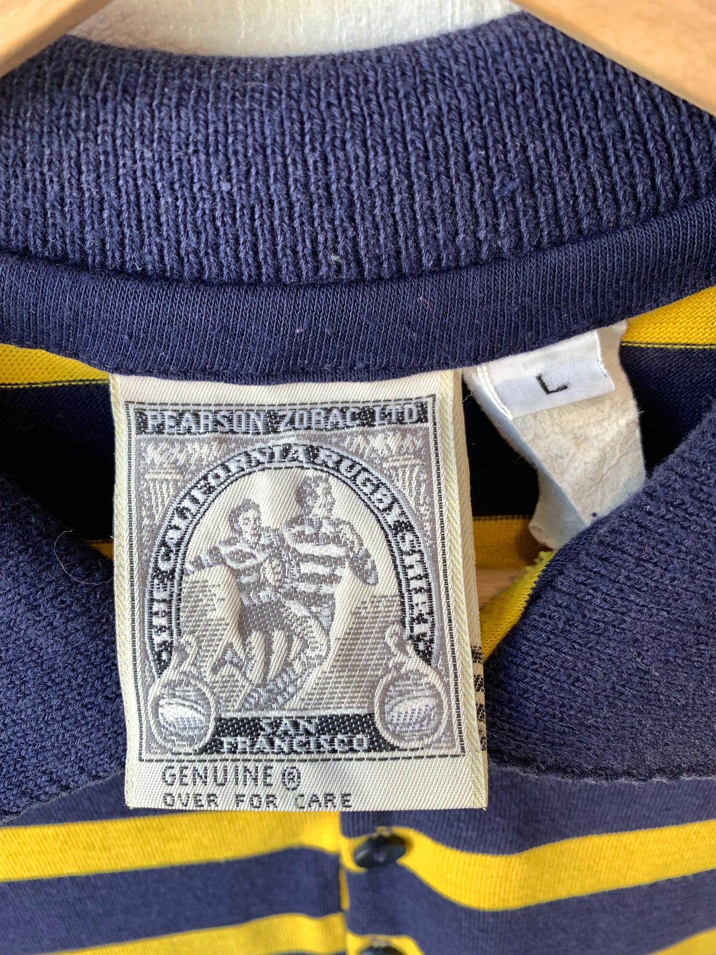 90's Blue/Yellow Striped Polo Shirt