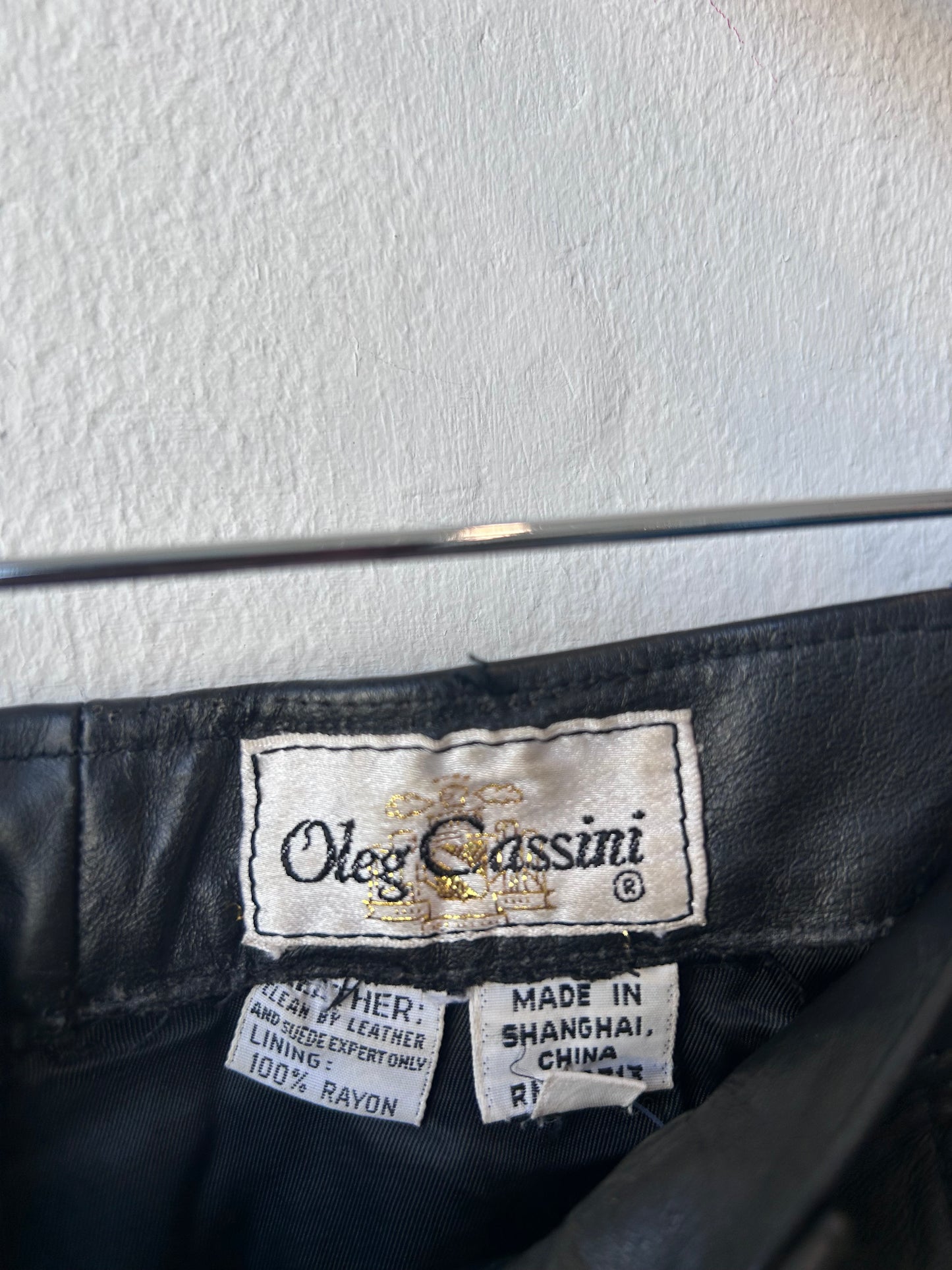 90's Oleg Cassini Leather Pants 28"