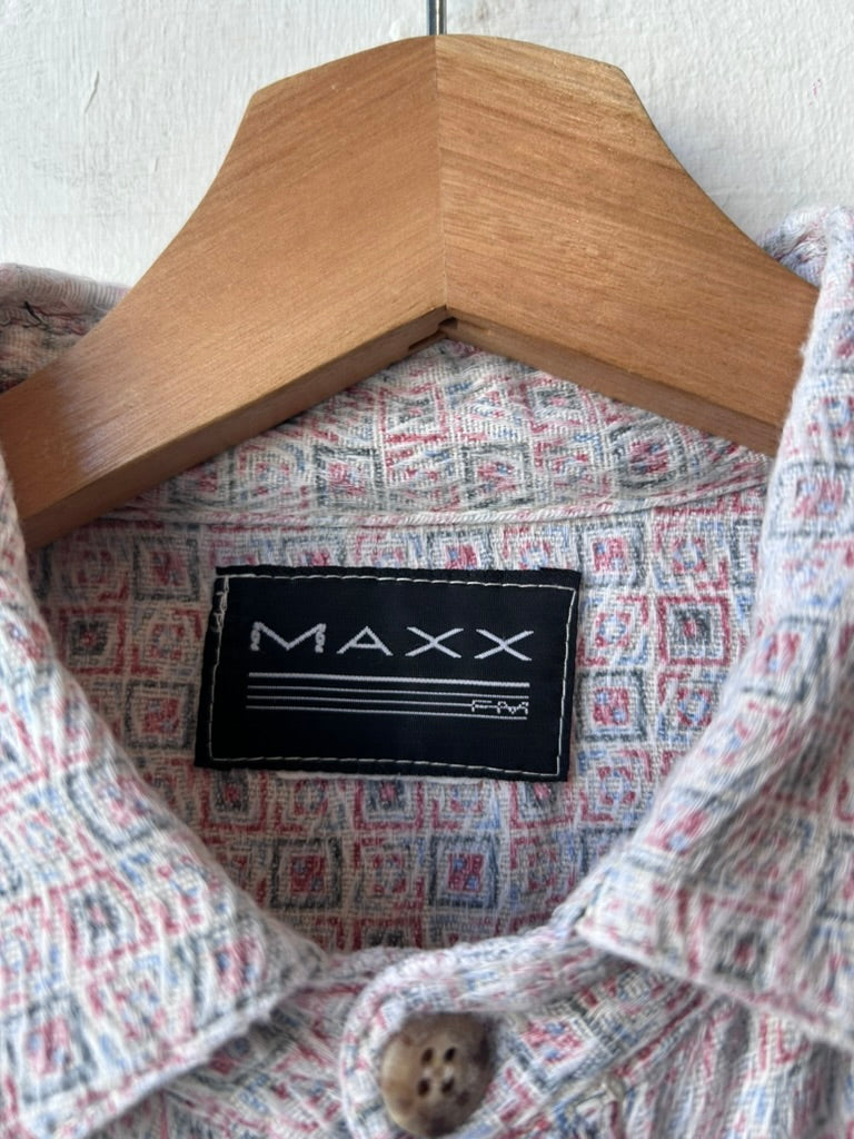 90's Square Patterned Button Up Shirt