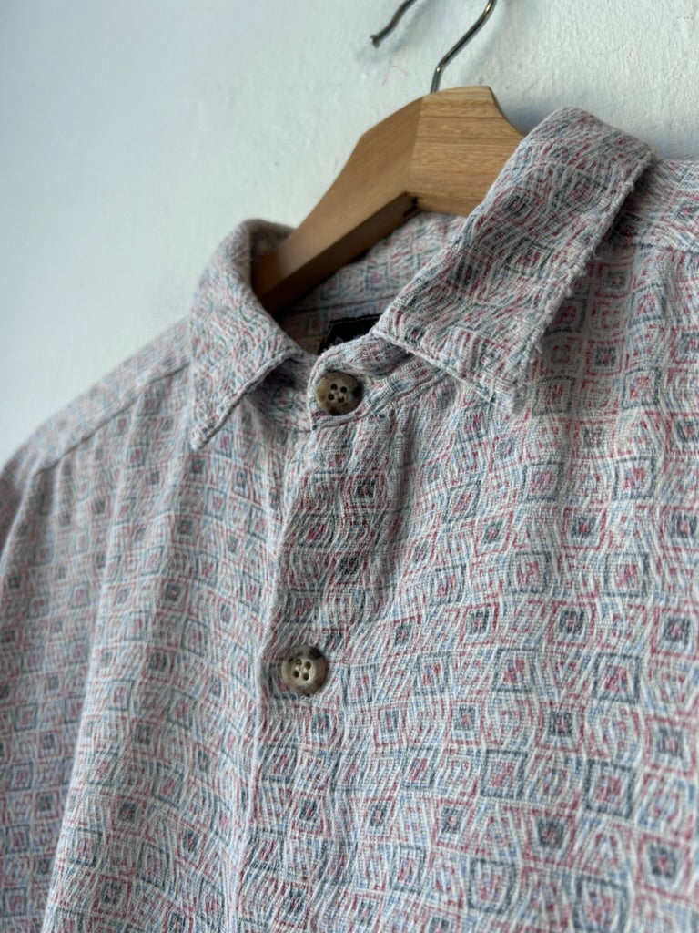 90's Square Patterned Button Up Shirt