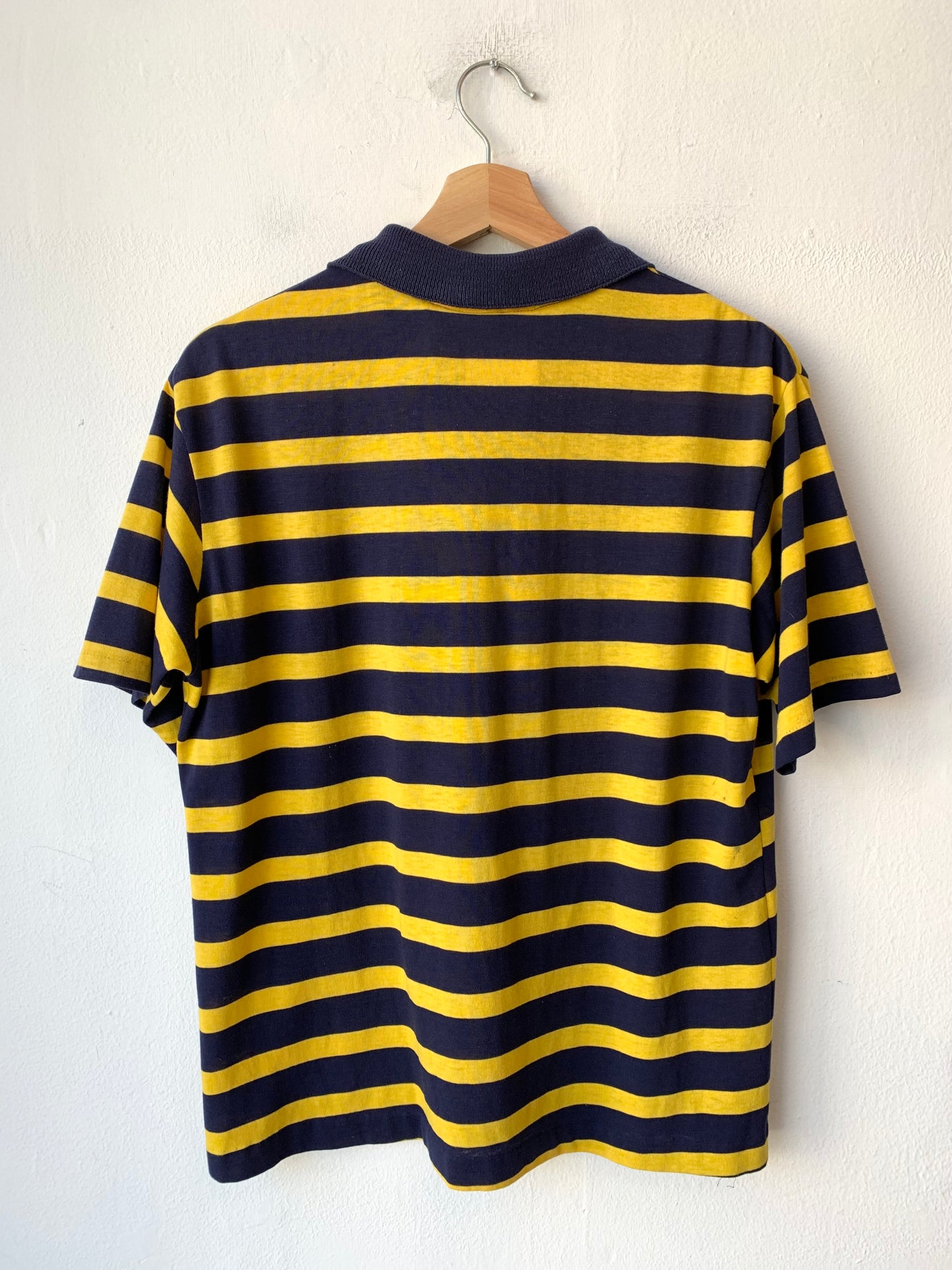 90's Blue/Yellow Striped Polo Shirt