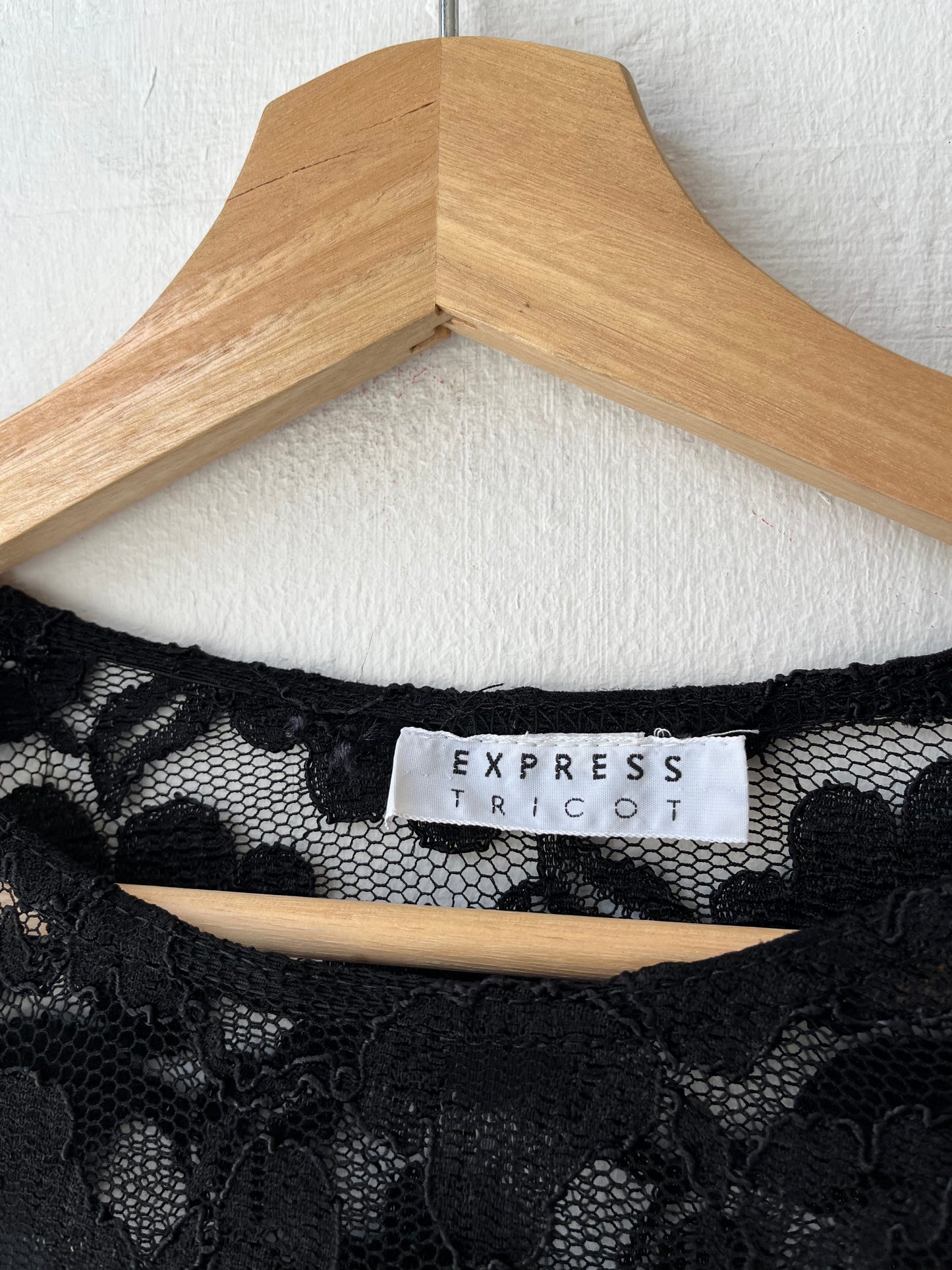90's Black Lace Long Sleeve Top