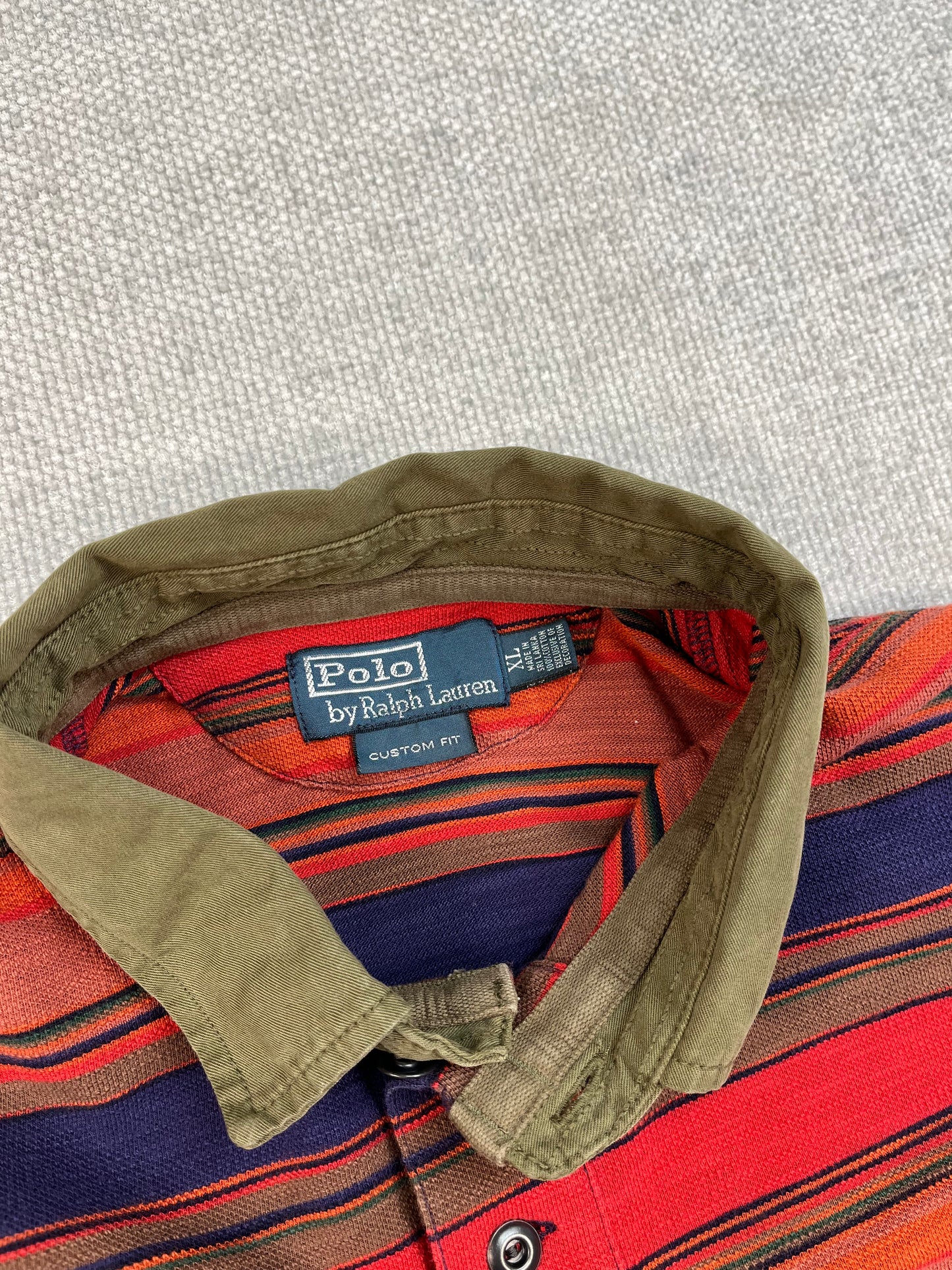 90's Woven Striped Polo Shirt
