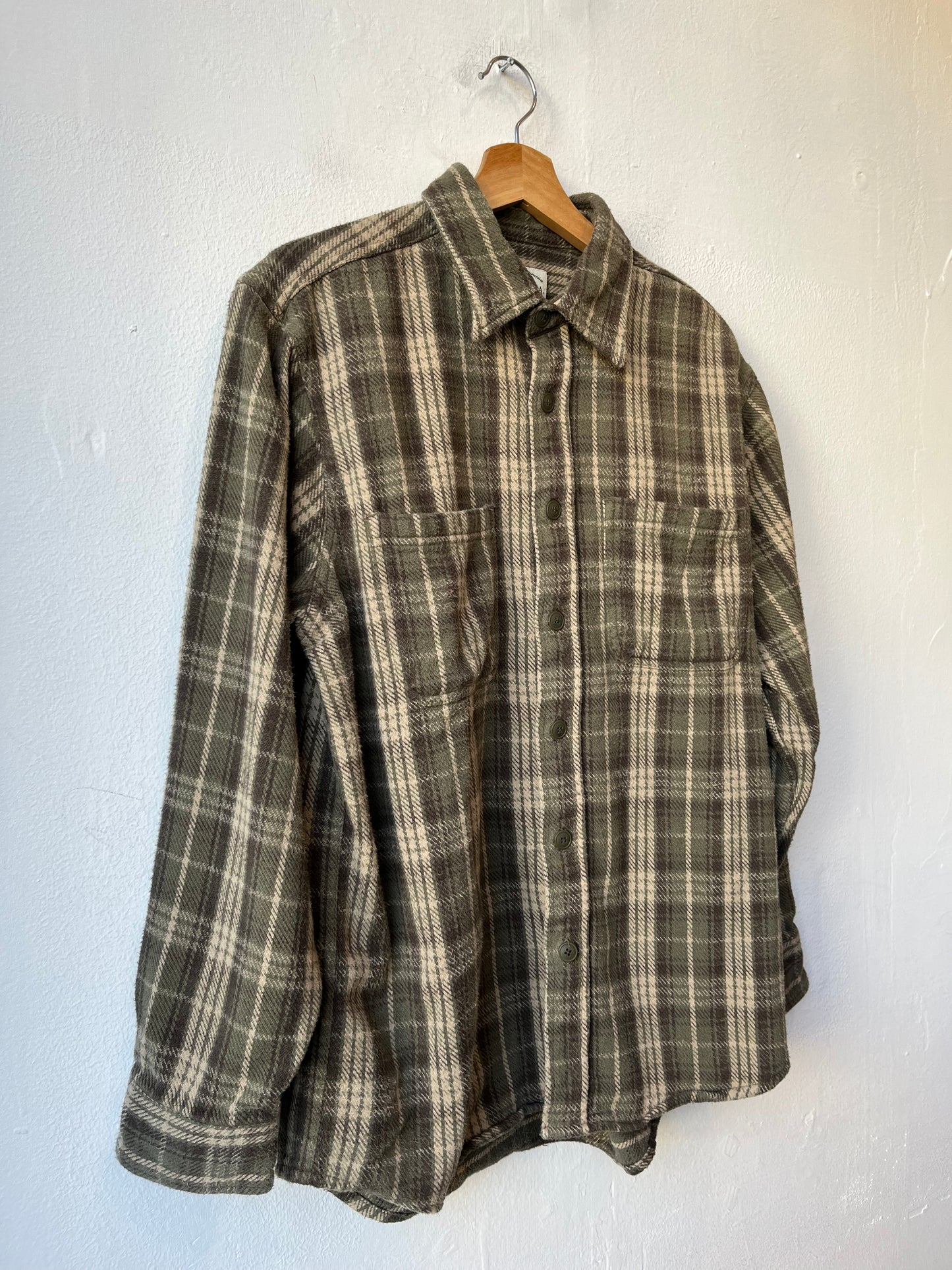 Y2K Green Flannel Button Up