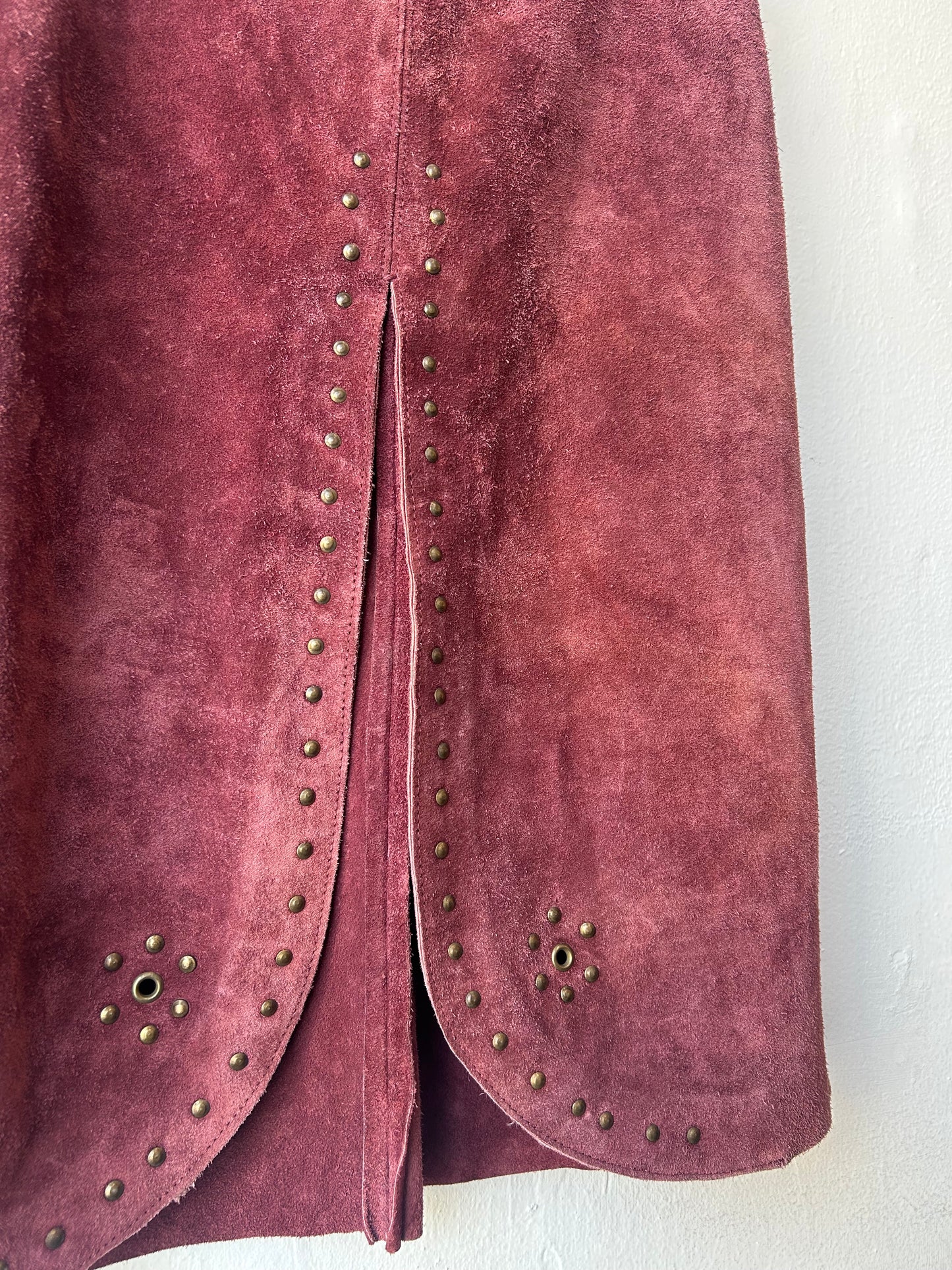 90’s Leather Studded Skirt 26"