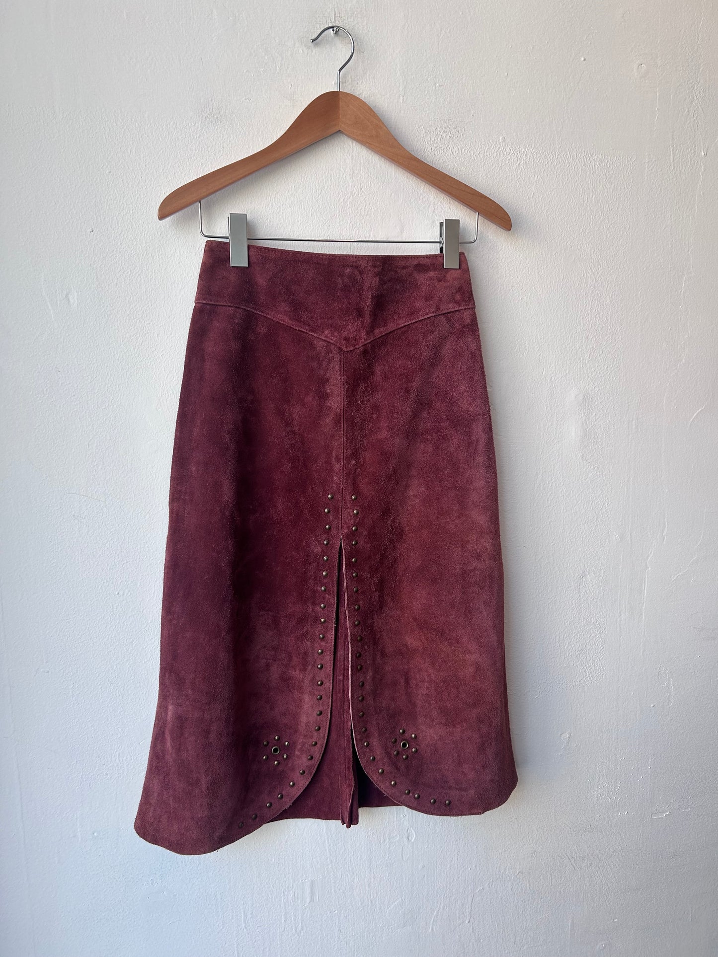 90’s Leather Studded Skirt 26"