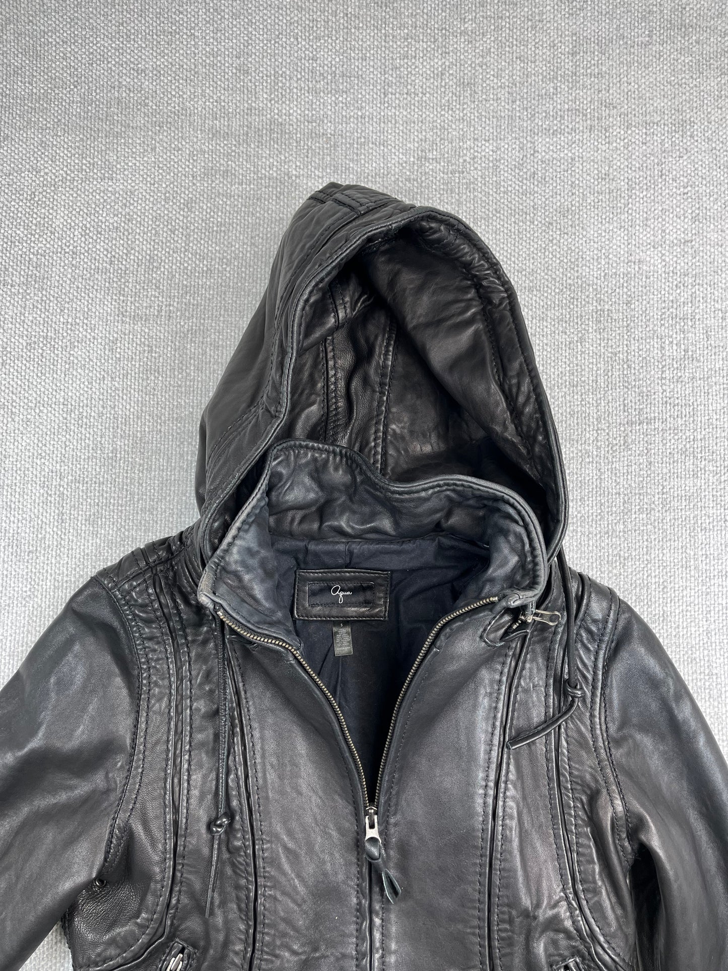 Y2K Hooded Leather Jacket