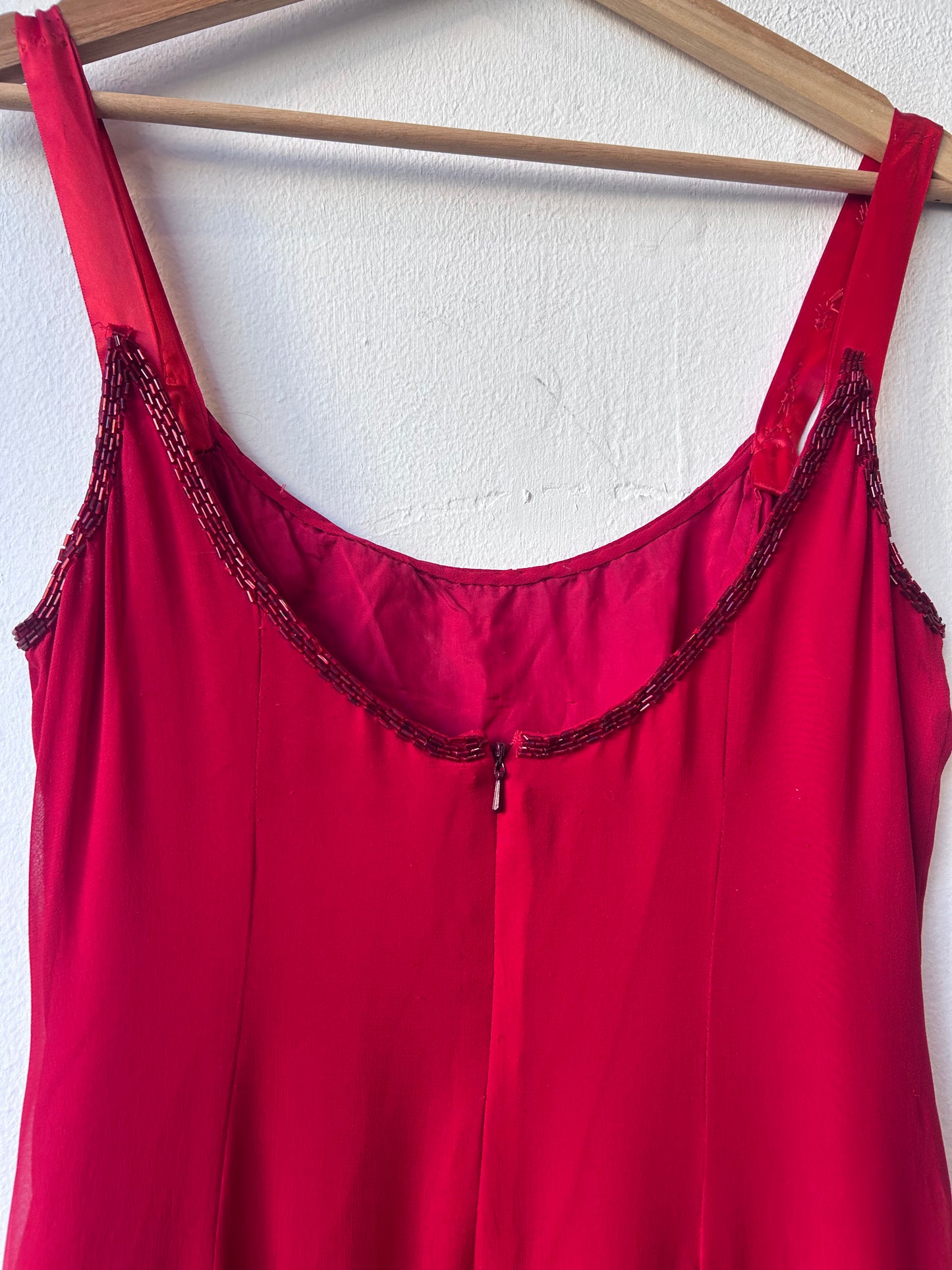80's Red Beaded Sequin Dress