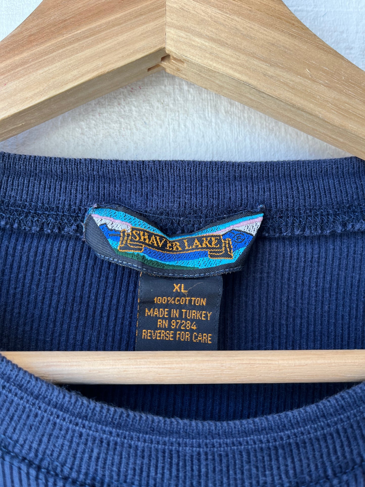 Y2K Navy Ribbed Long Sleeve Shirt