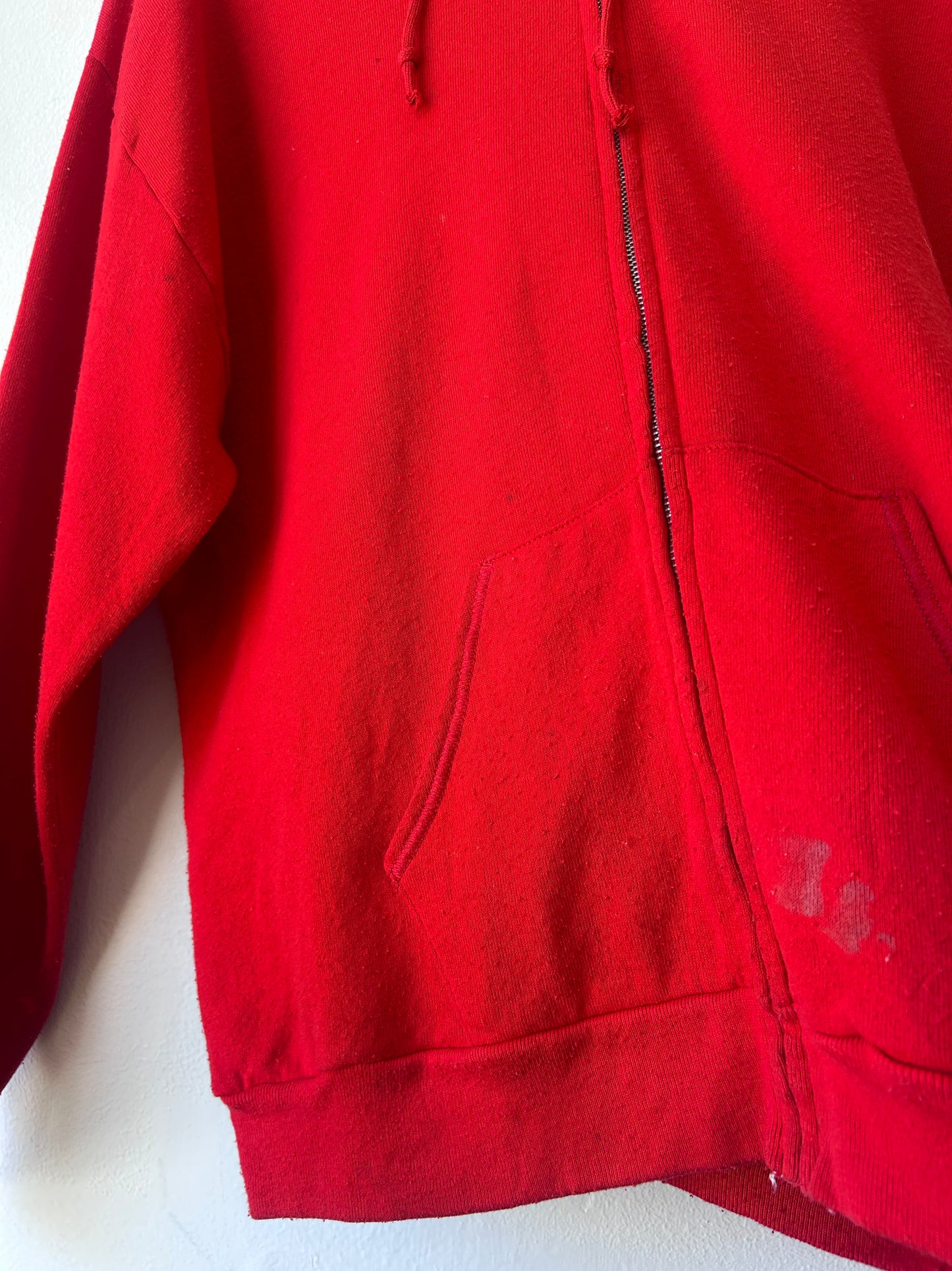 80's Red Zip Up Hoodie