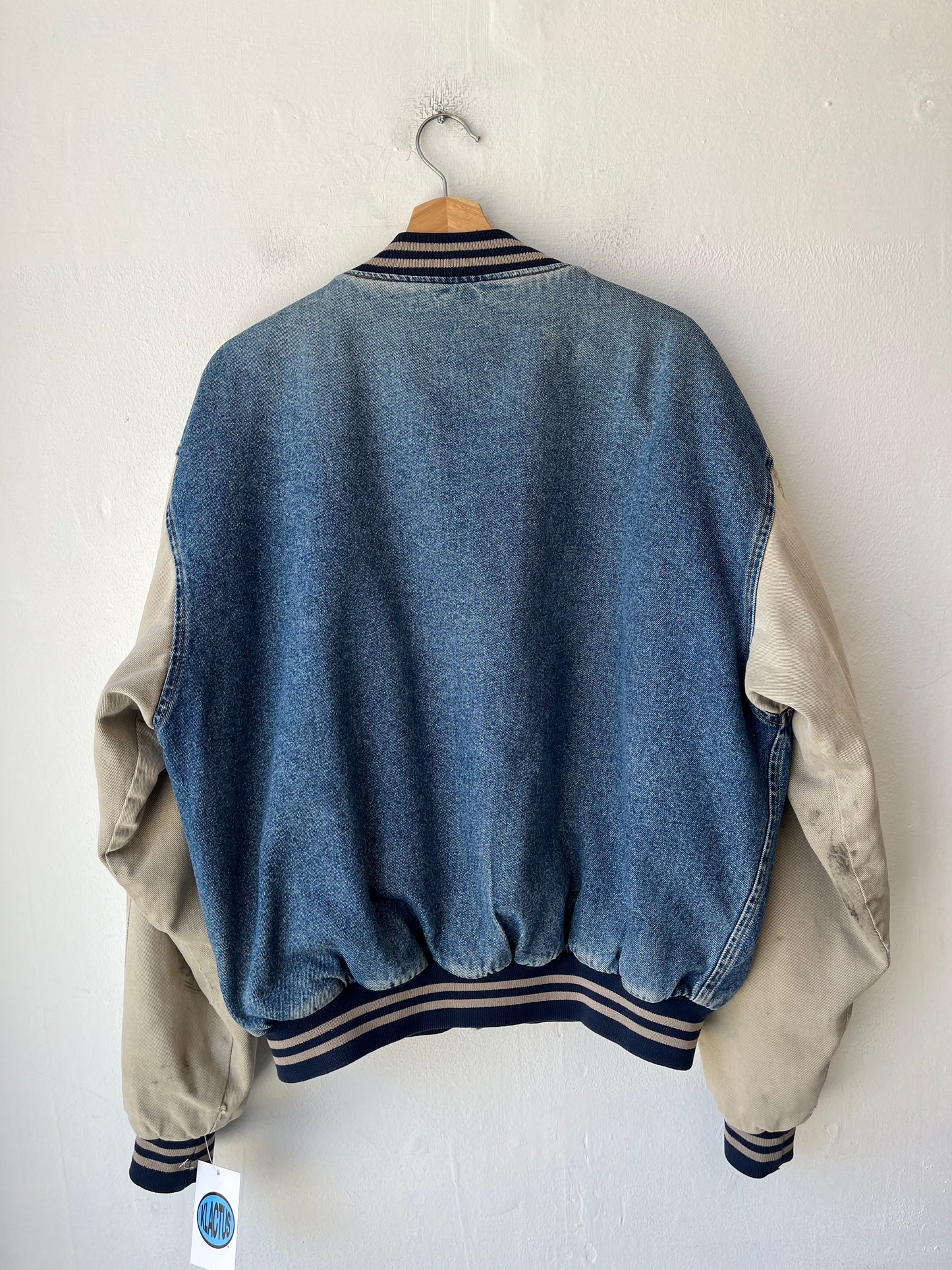 90's Distressed Denim Bomber Jacket