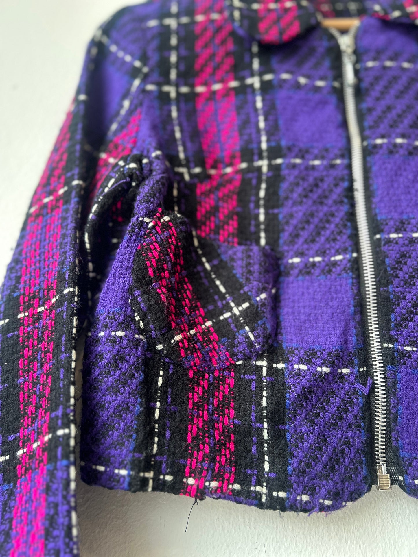 80's Purple Plaid Crop Jacket