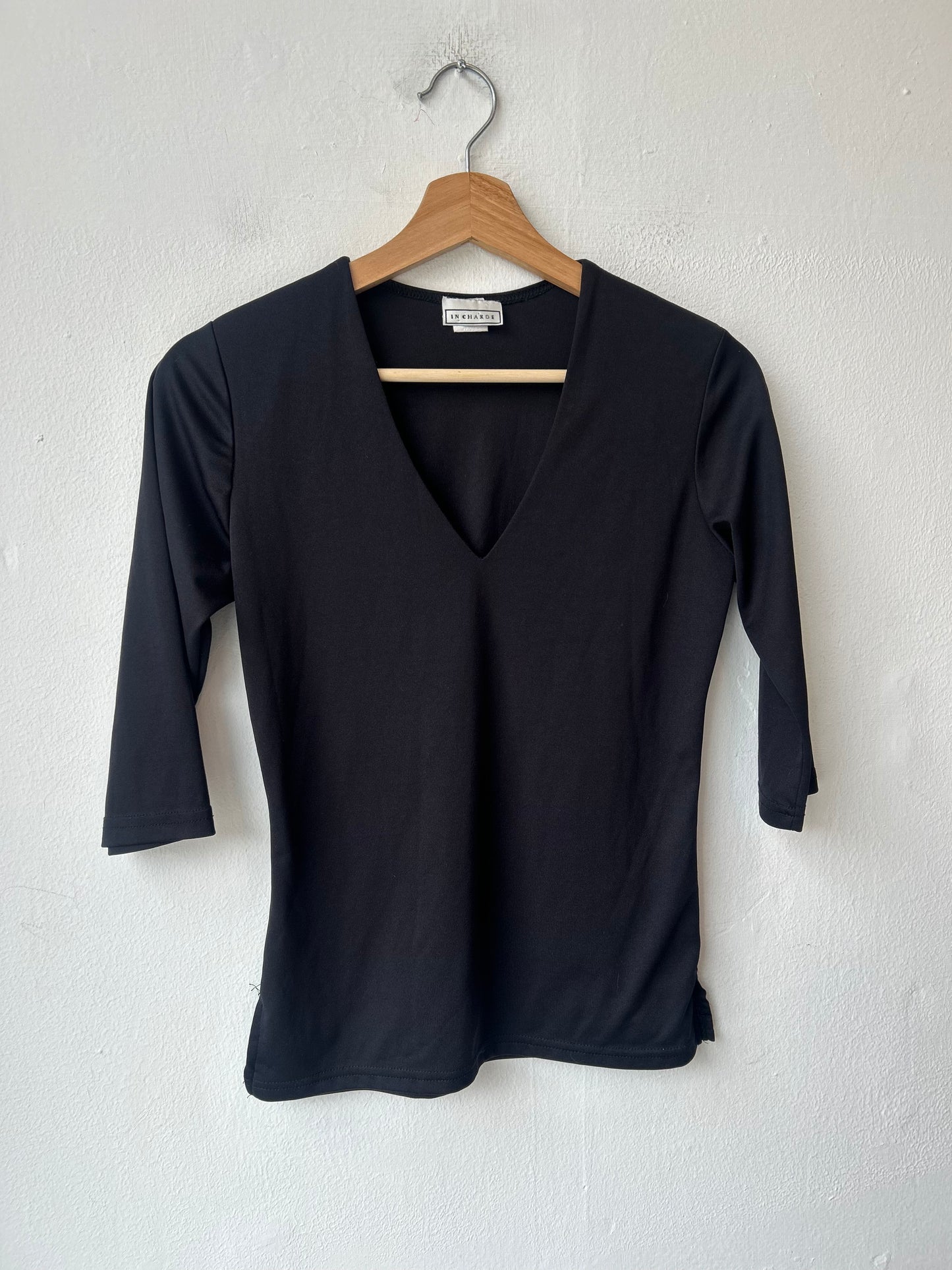 90's 3/4 Sleeve Black Top