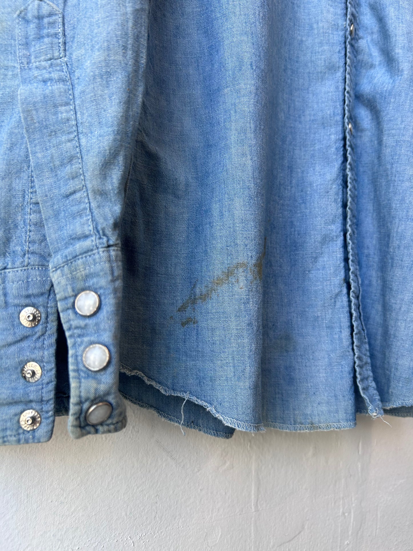 80's Denim Pearl Snap Button Down Shirt