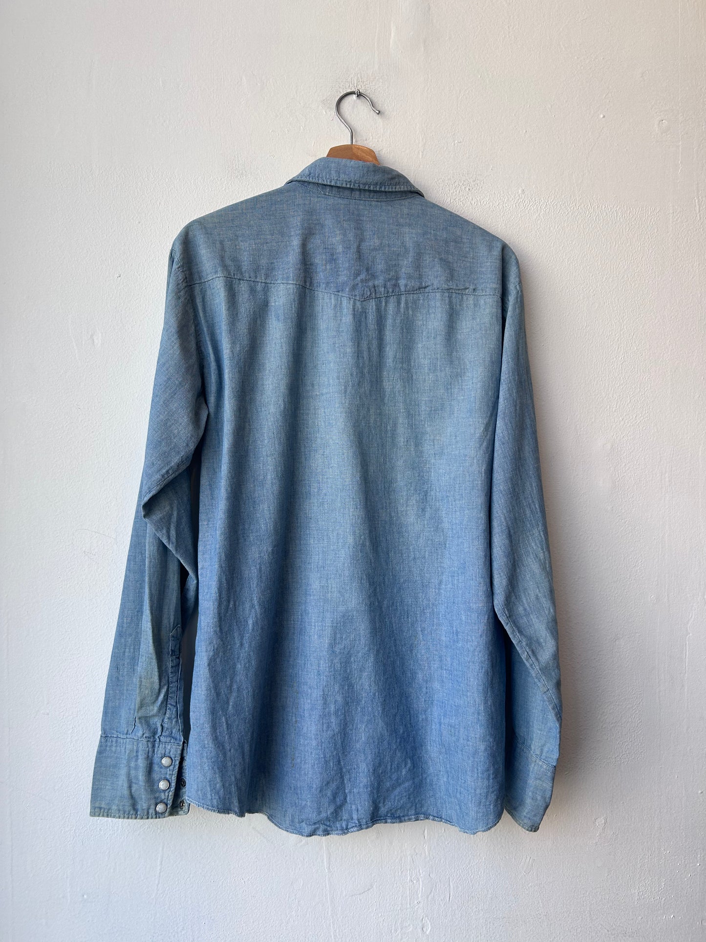 80's Denim Pearl Snap Button Down Shirt