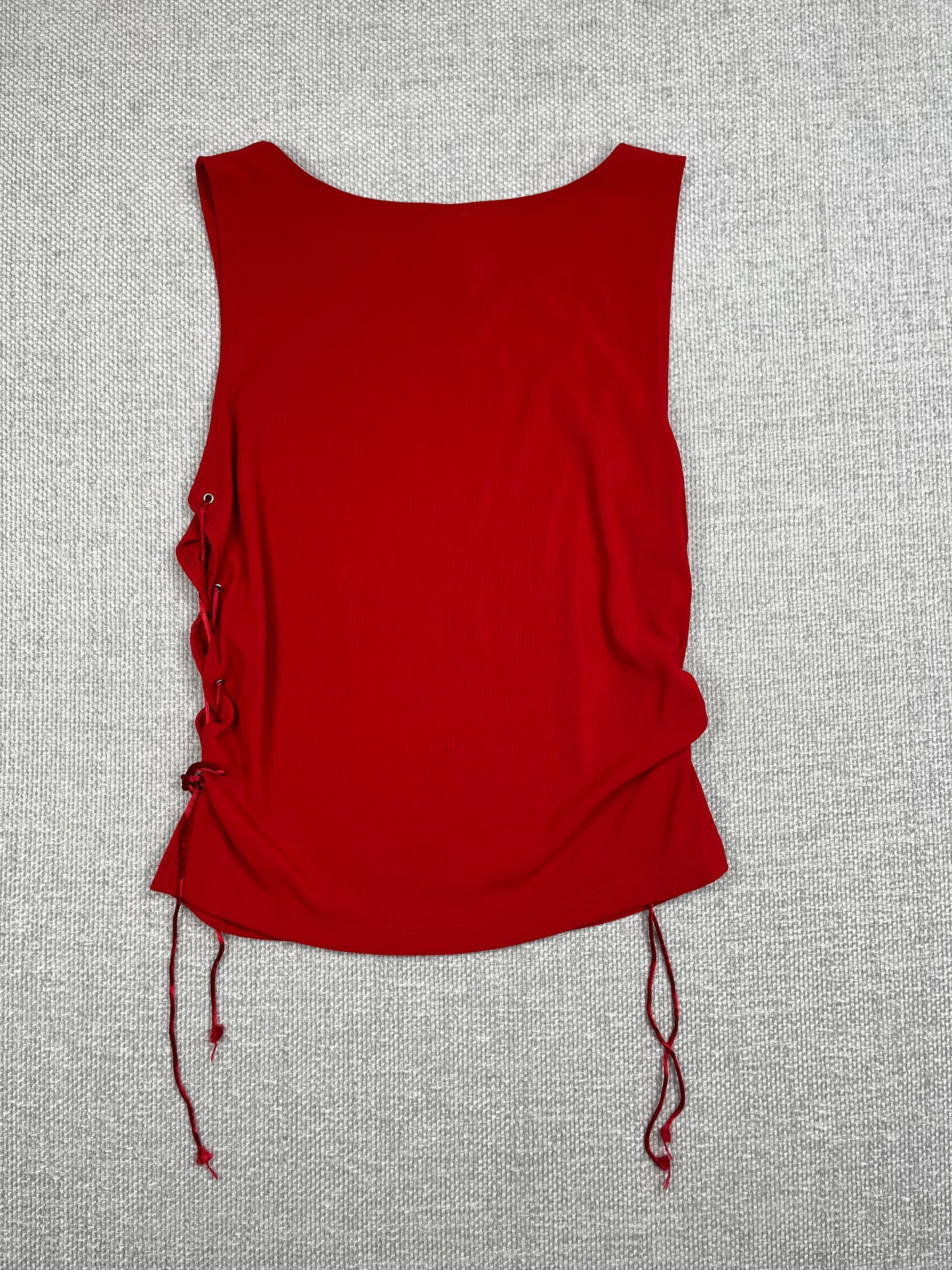 90's Red Lace Up Tank Top