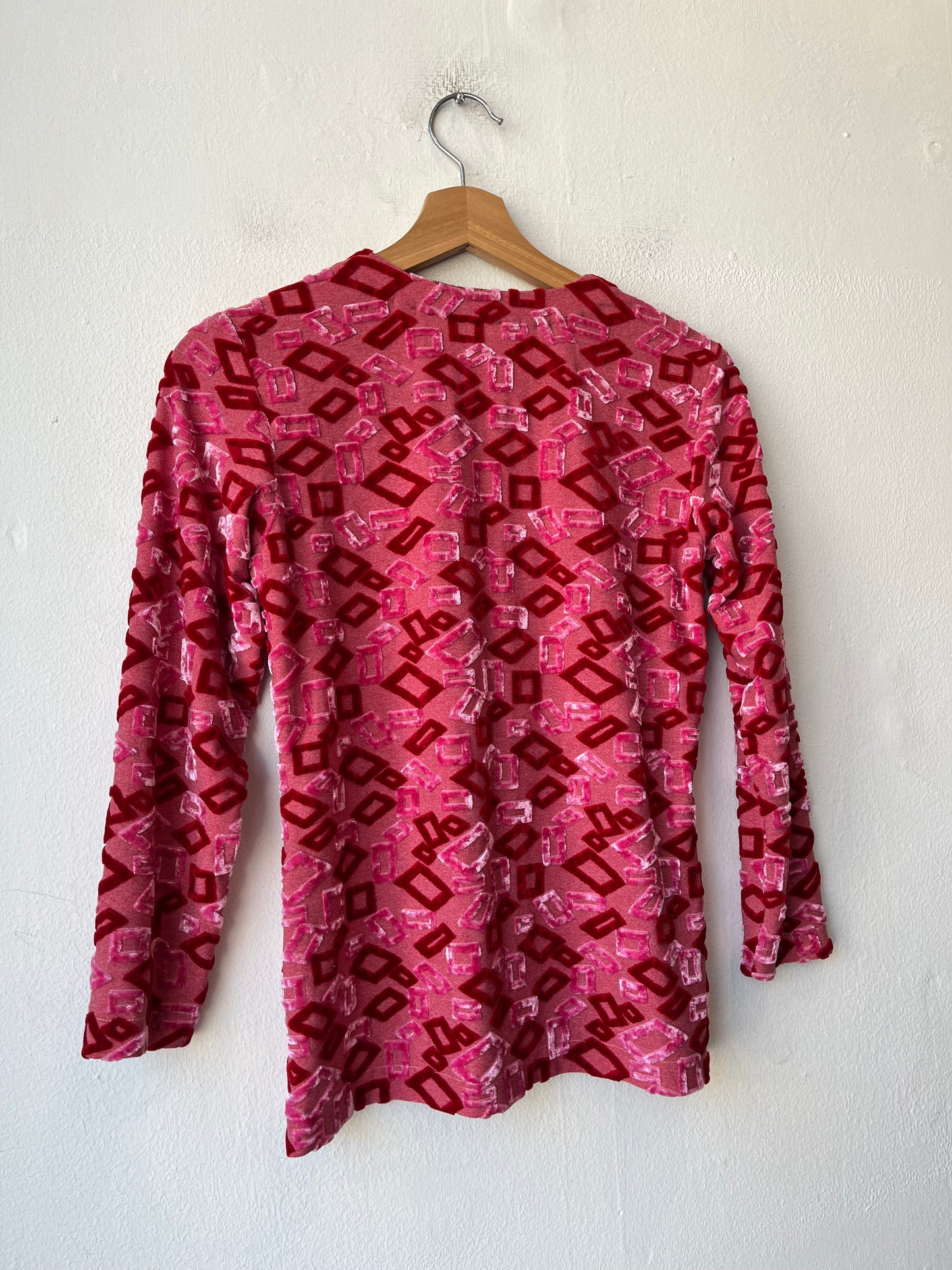 90's Pink Velour Pattern Top