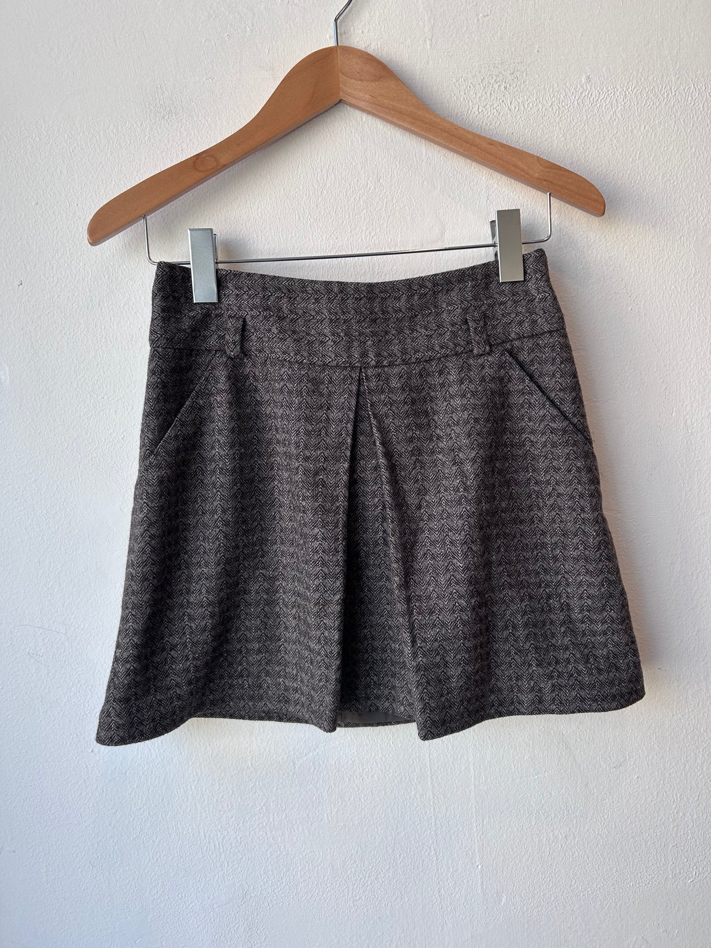 Y2K Pleated Wool Mini Skirt 28"