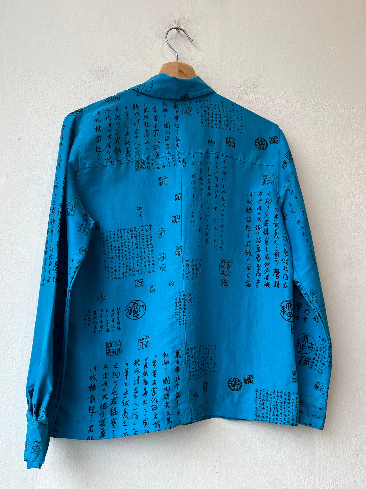 90's Blue Silk Button Up Shirt
