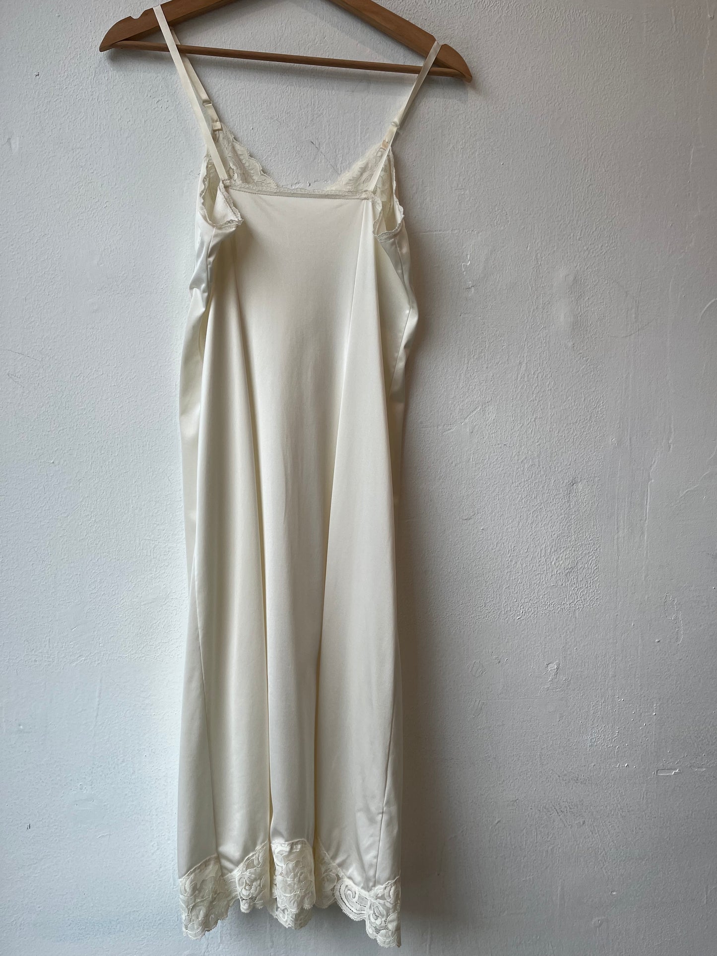 80's White Lace Midi Slip Dress