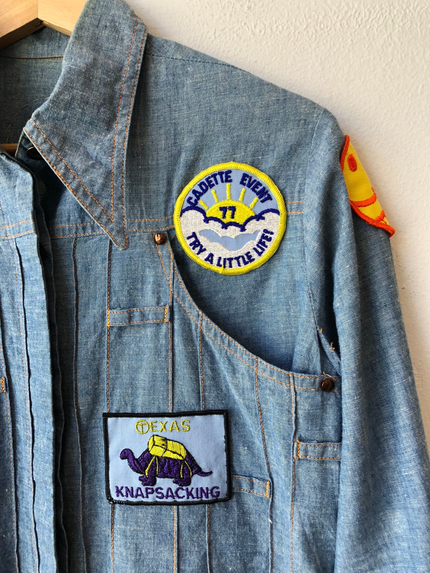 70's Girl Scout Denim Patch Shirt