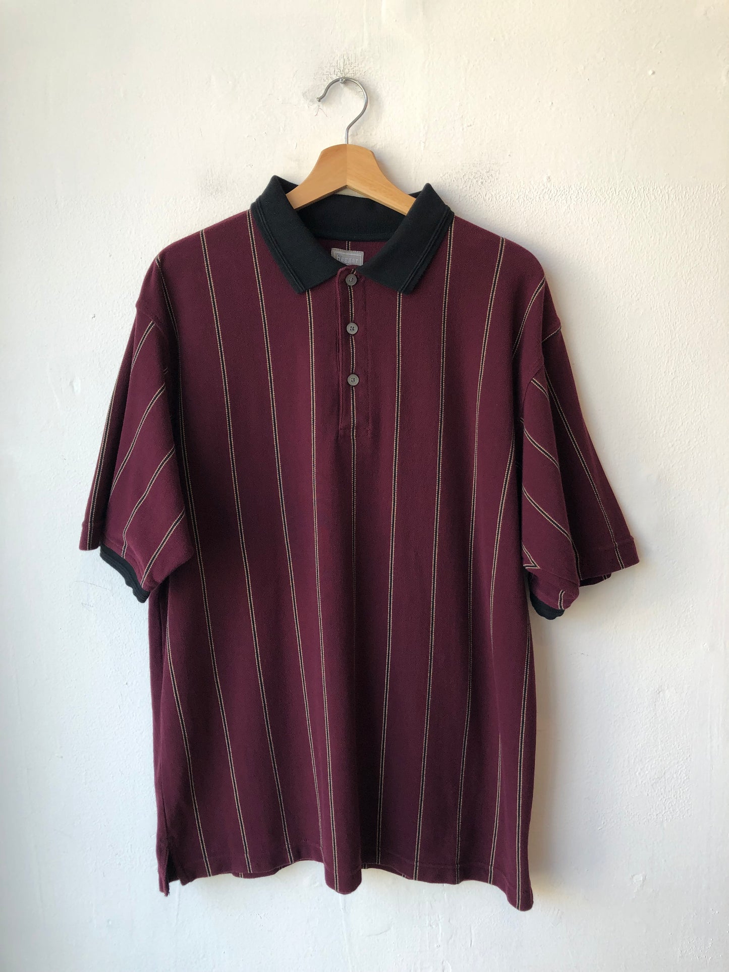 Y2K Maroon Striped Polo