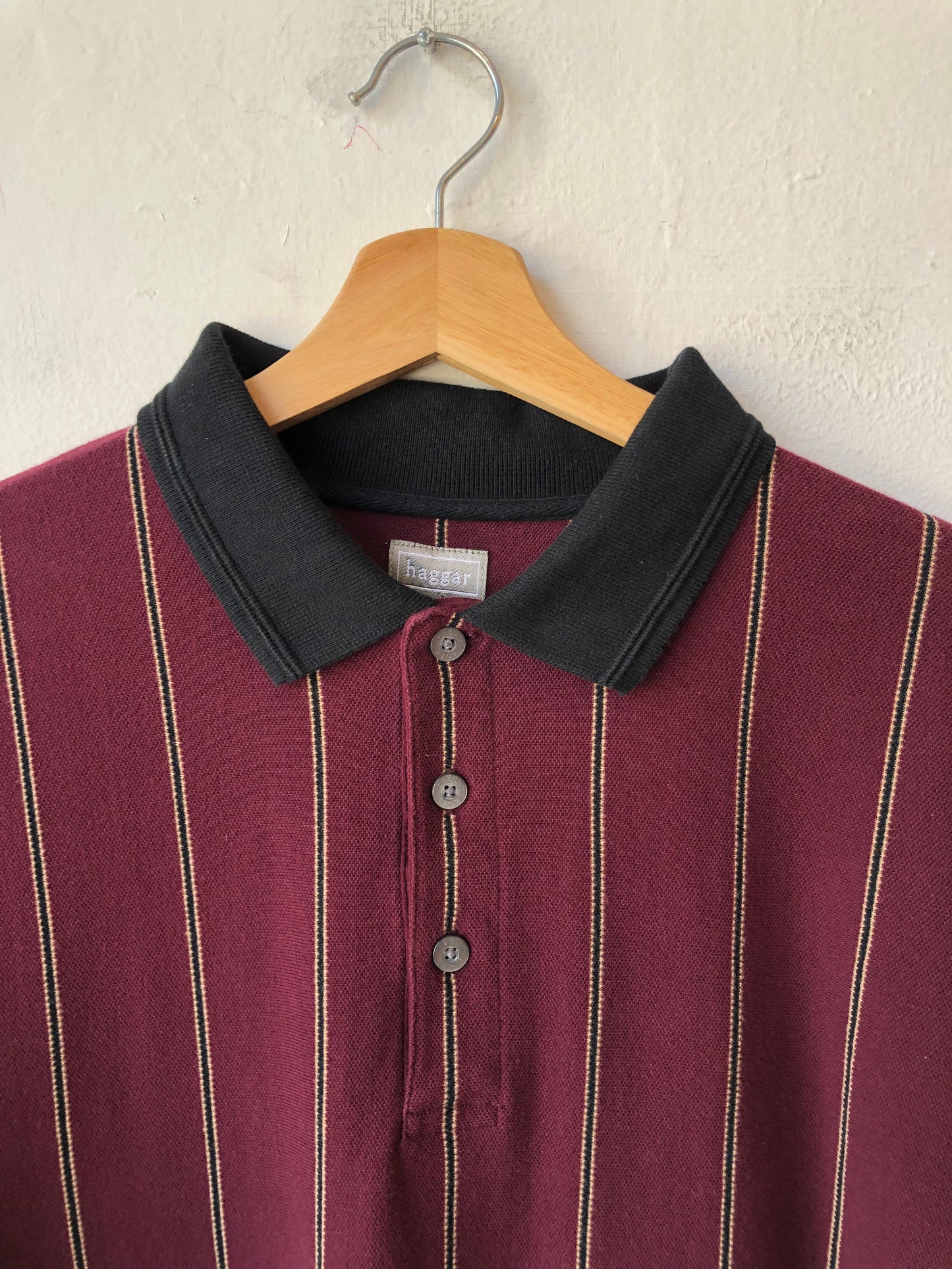 Y2K Maroon Striped Polo