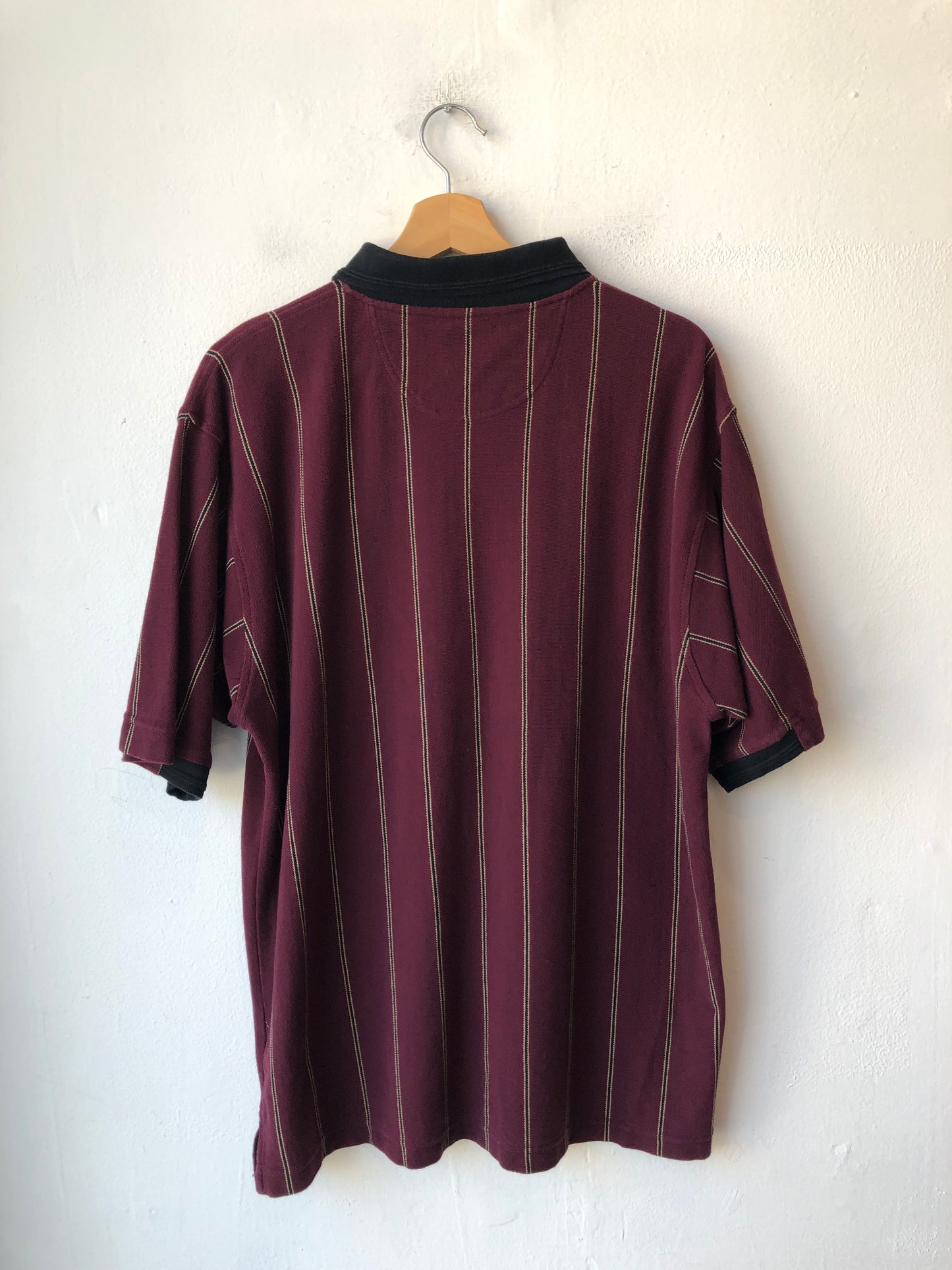 Y2K Maroon Striped Polo