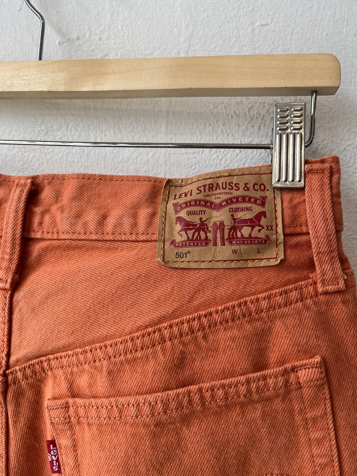 Y2K Levi's Orange Cutoff Shorts 26"