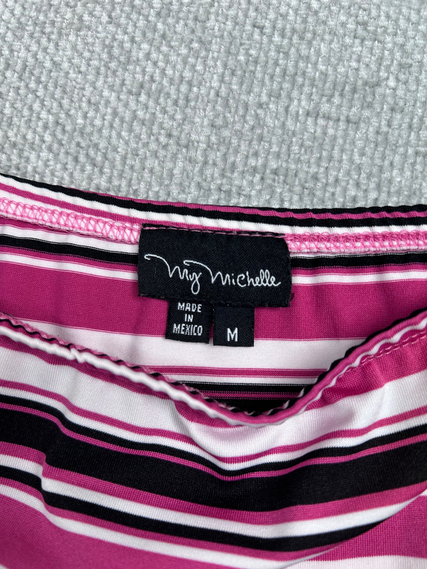 Y2K Asymmetrical Pink Striped Skirt 27-36"