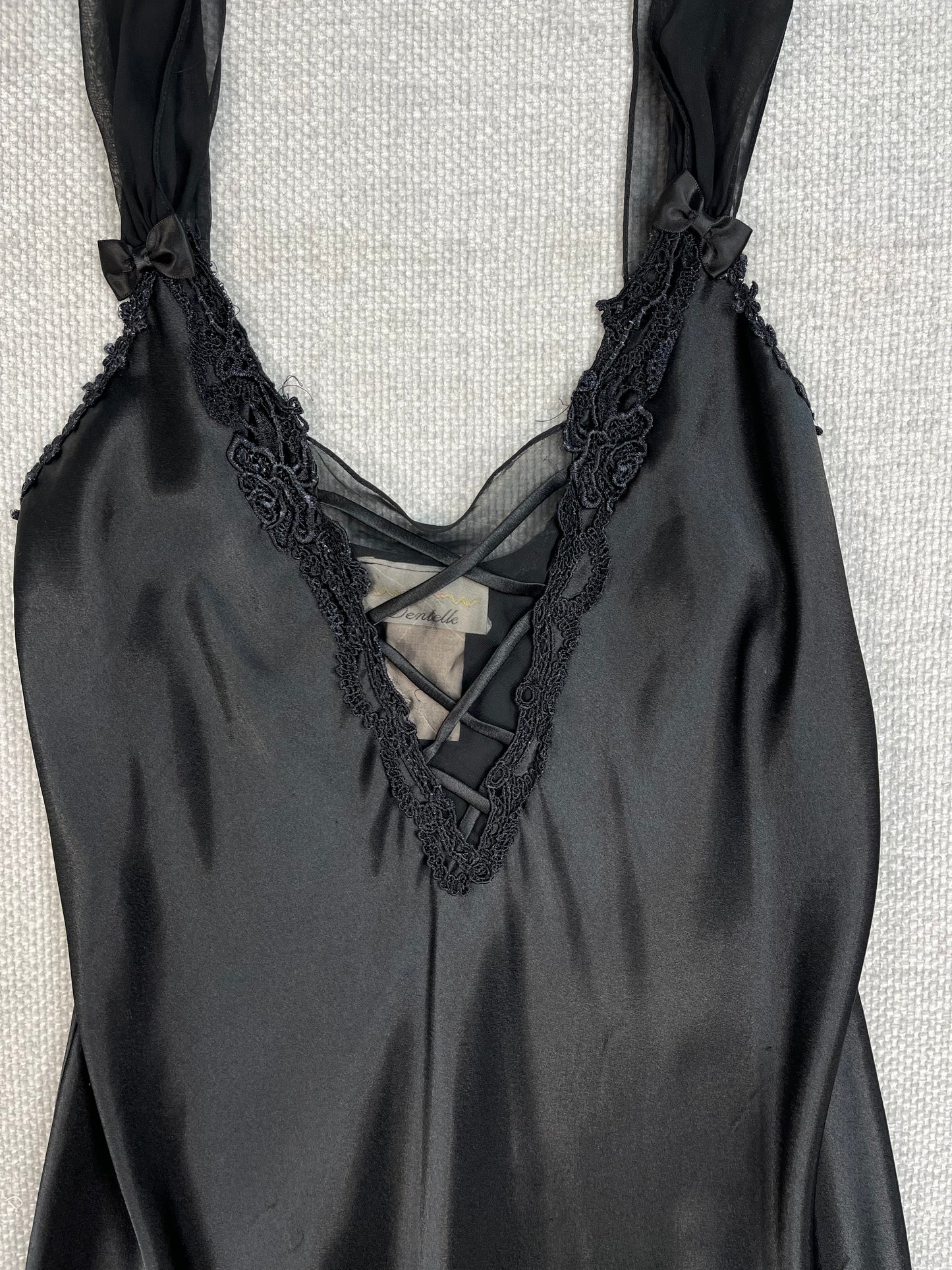 90's Black Lace Slip Dress