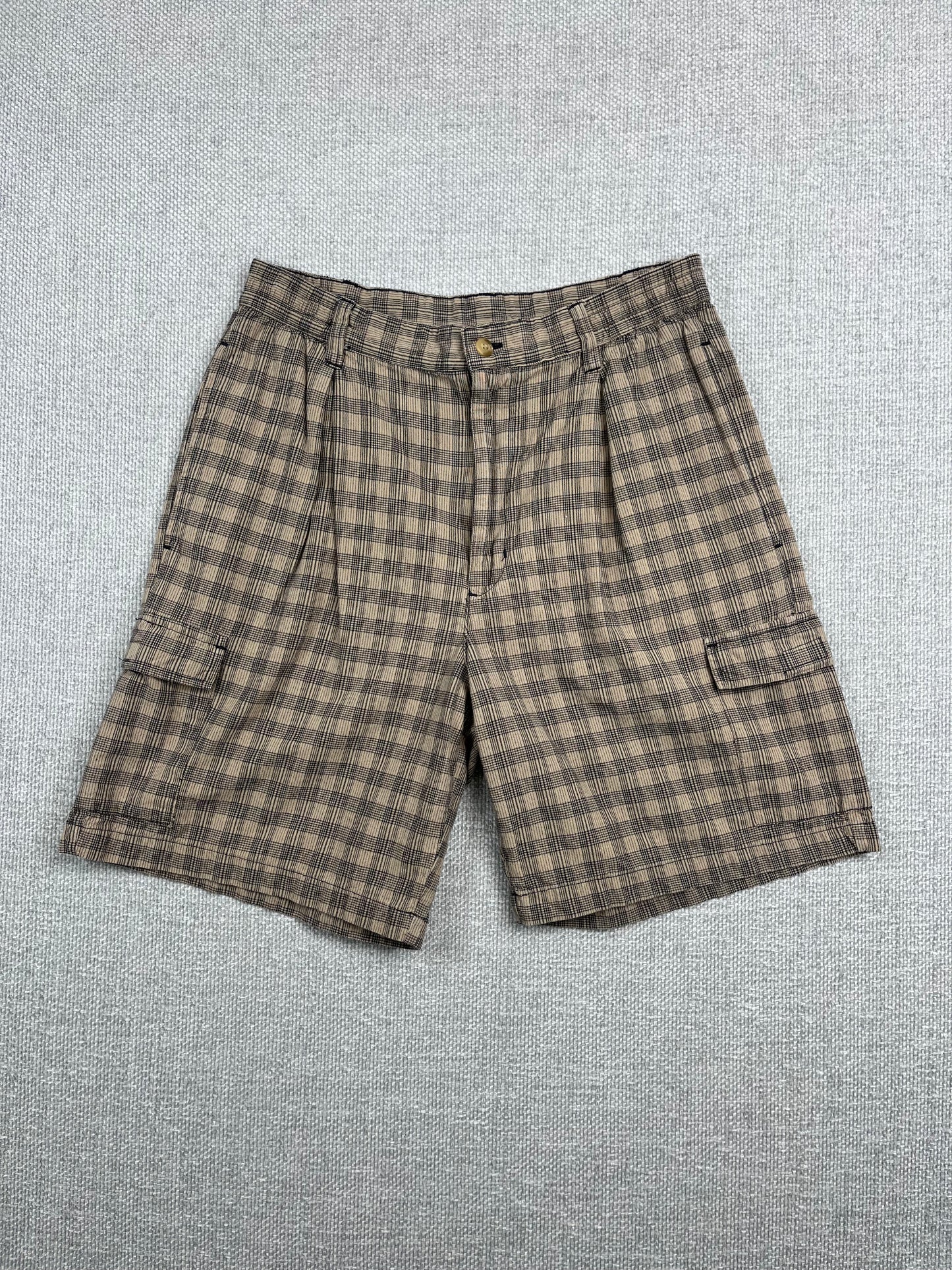 Y2K Plaid Baggy Cotton Shorts 30"