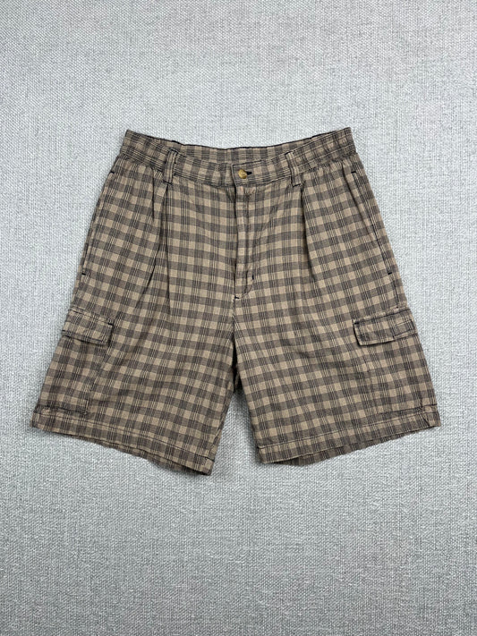 Y2K Plaid Baggy Cotton Shorts 30"