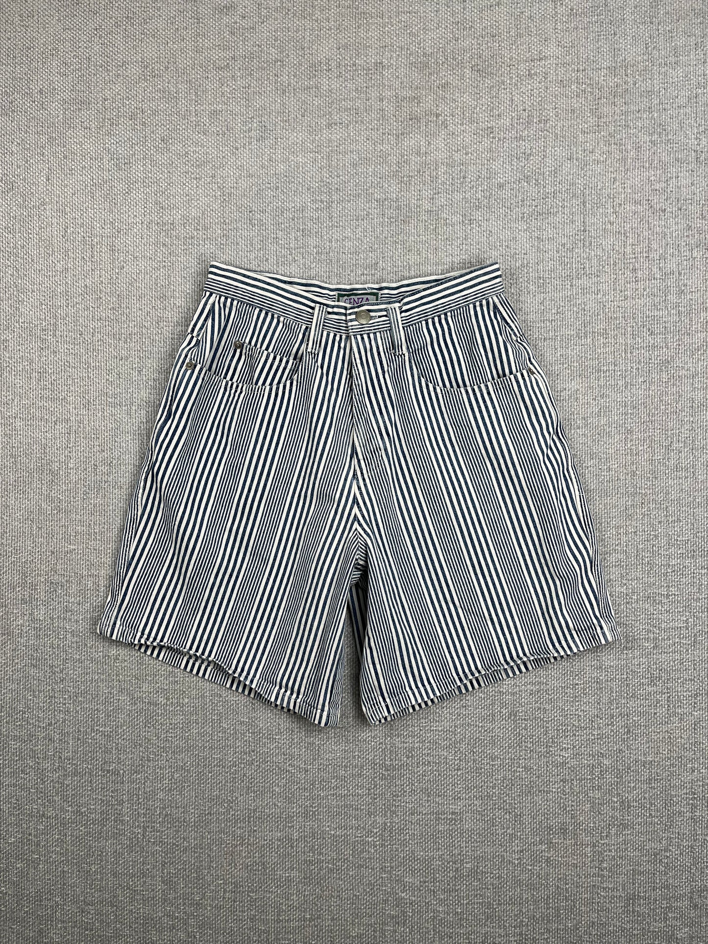Y2K Striped Cotton Shorts 26"