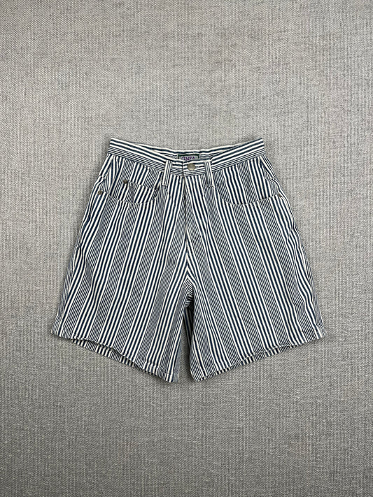Y2K Striped Cotton Shorts 26"