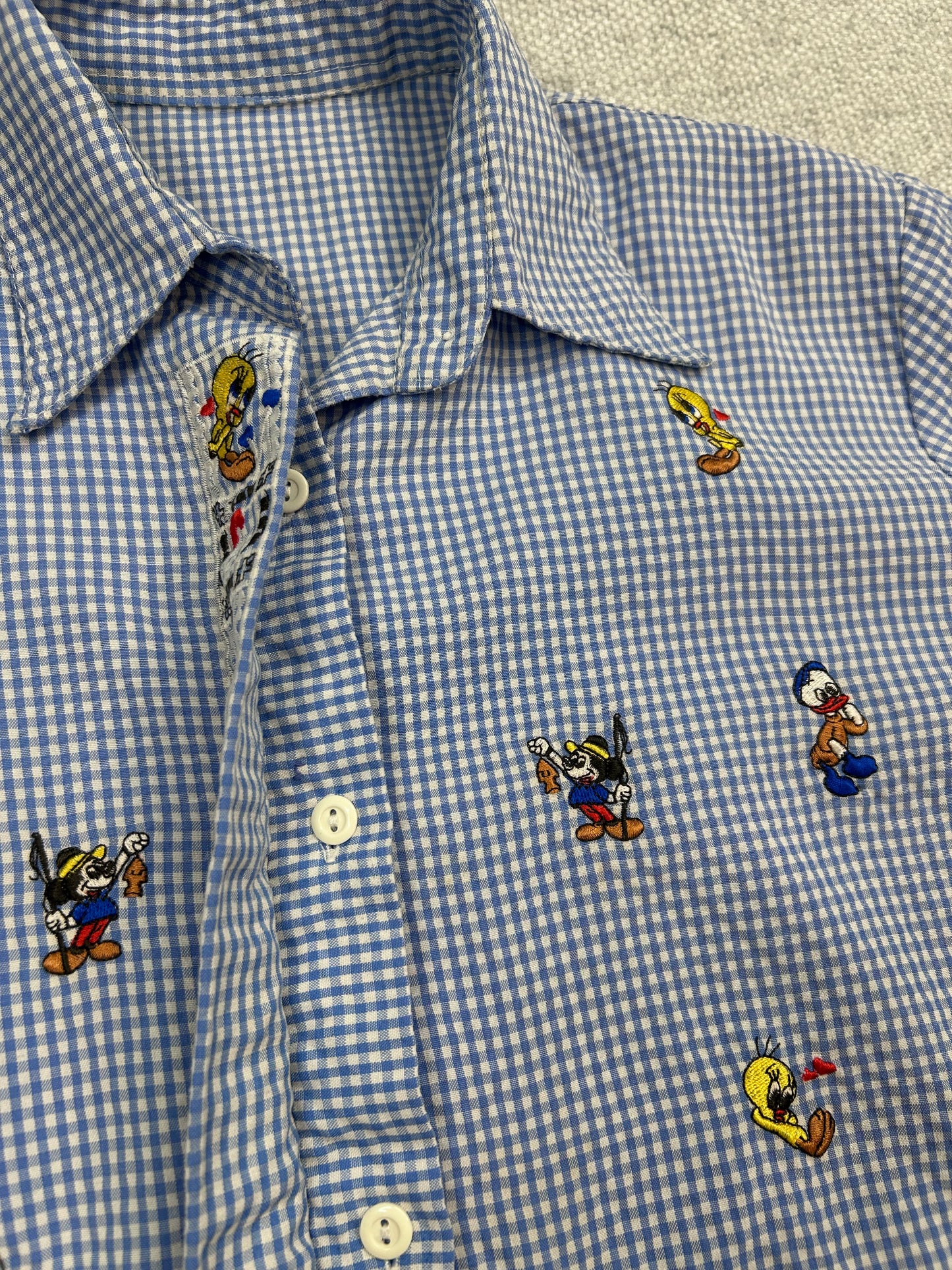 90’s Cartoon Embroidered Button Down Top